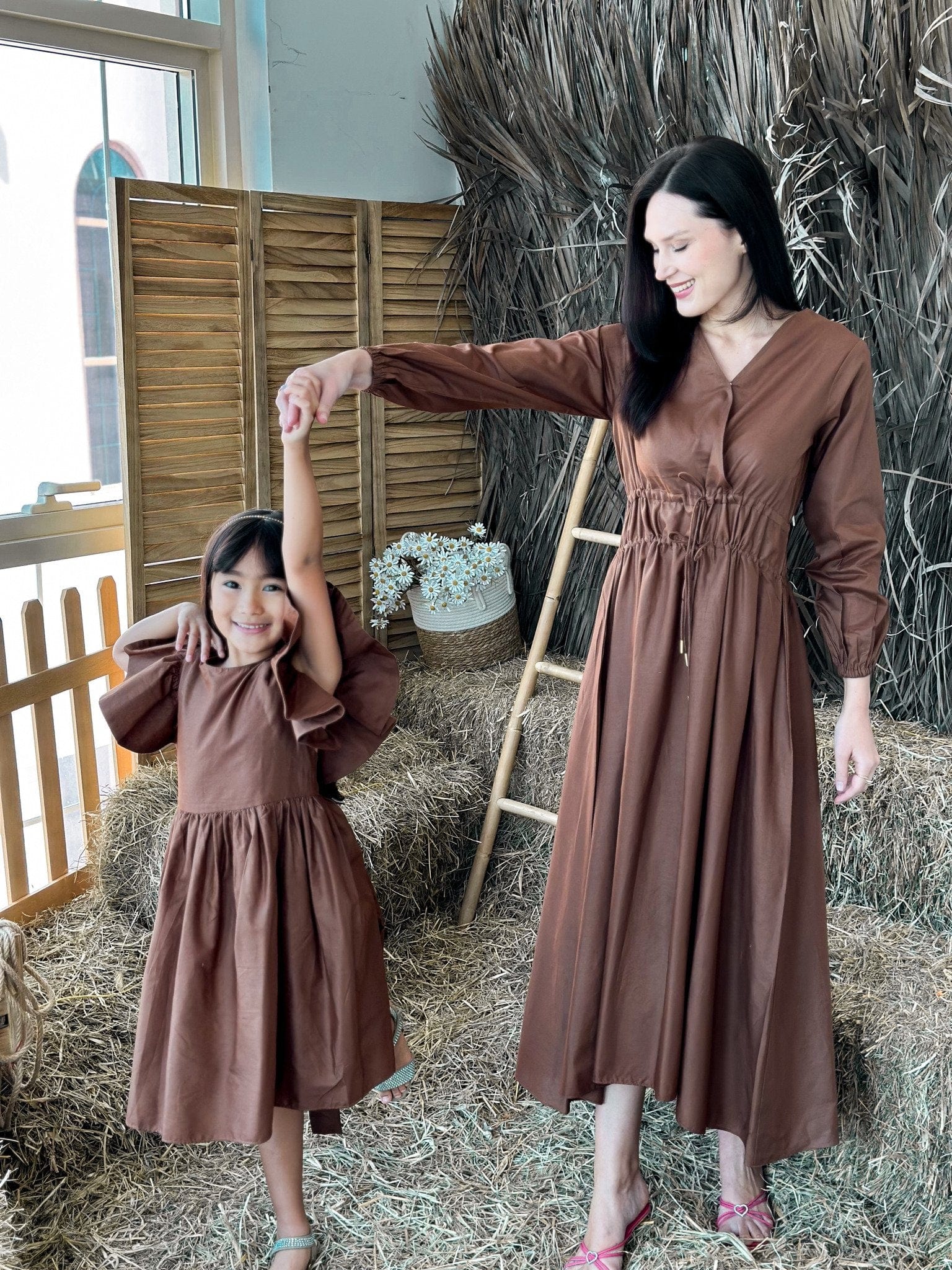 Mini Bronie Cotton Dress - Brown - Image 6