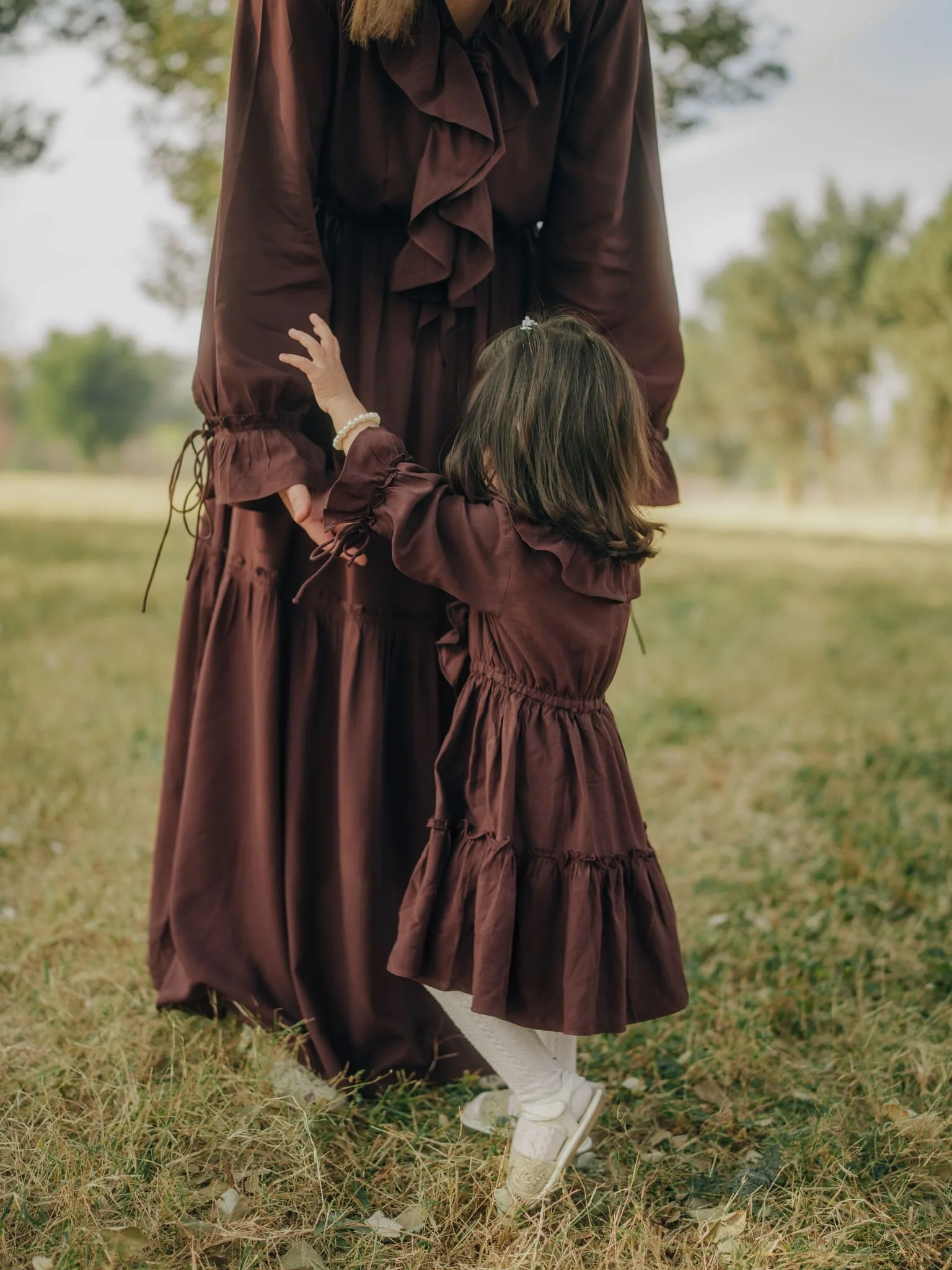 Mini Bruna Brown Frill Dress For Girls - Image 5