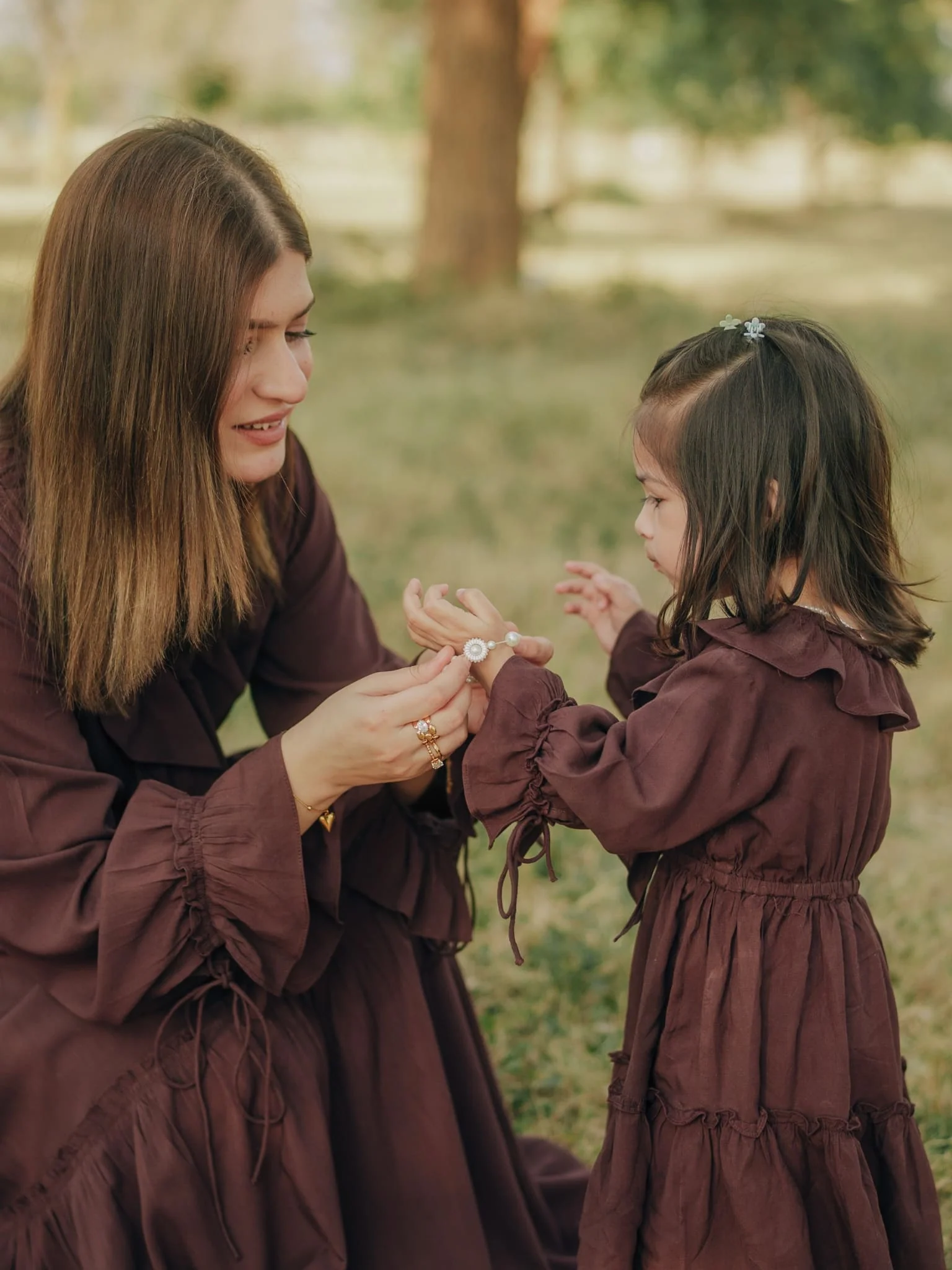 Mini Bruna Brown Frill Dress For Girls - Image 8