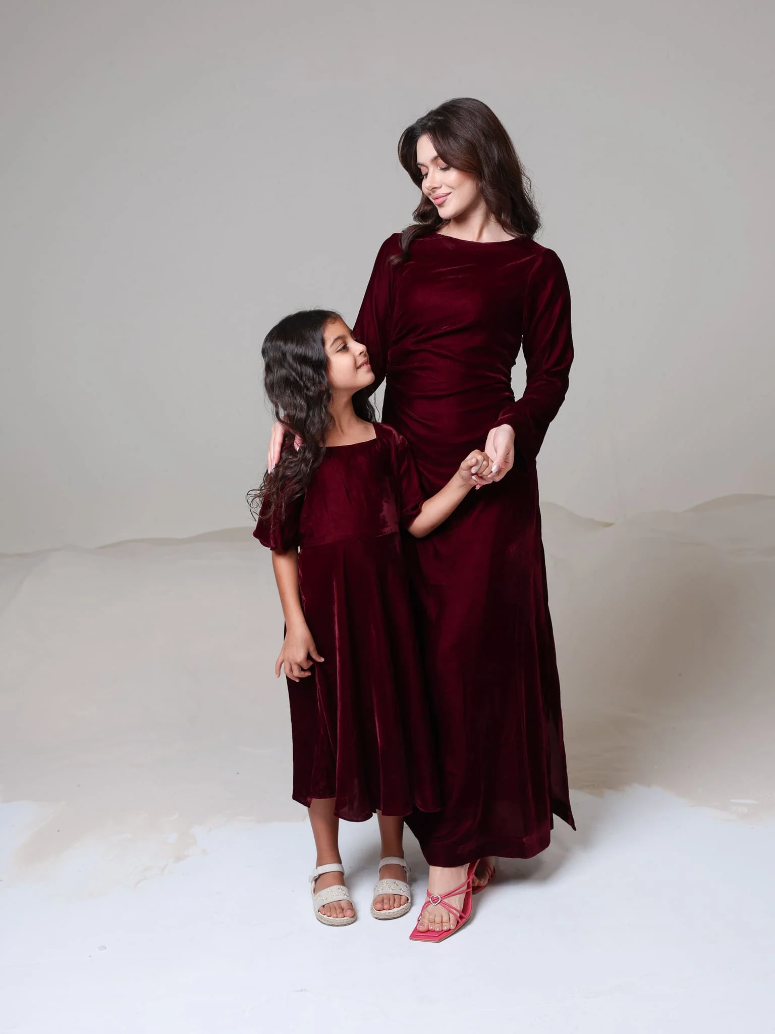 Mini Calista Maroon Velvet Dress - Image 3
