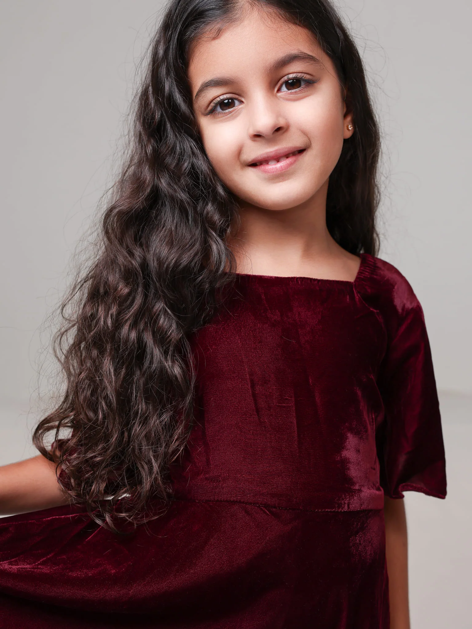 Mini Calista Maroon Velvet Dress - Image 7