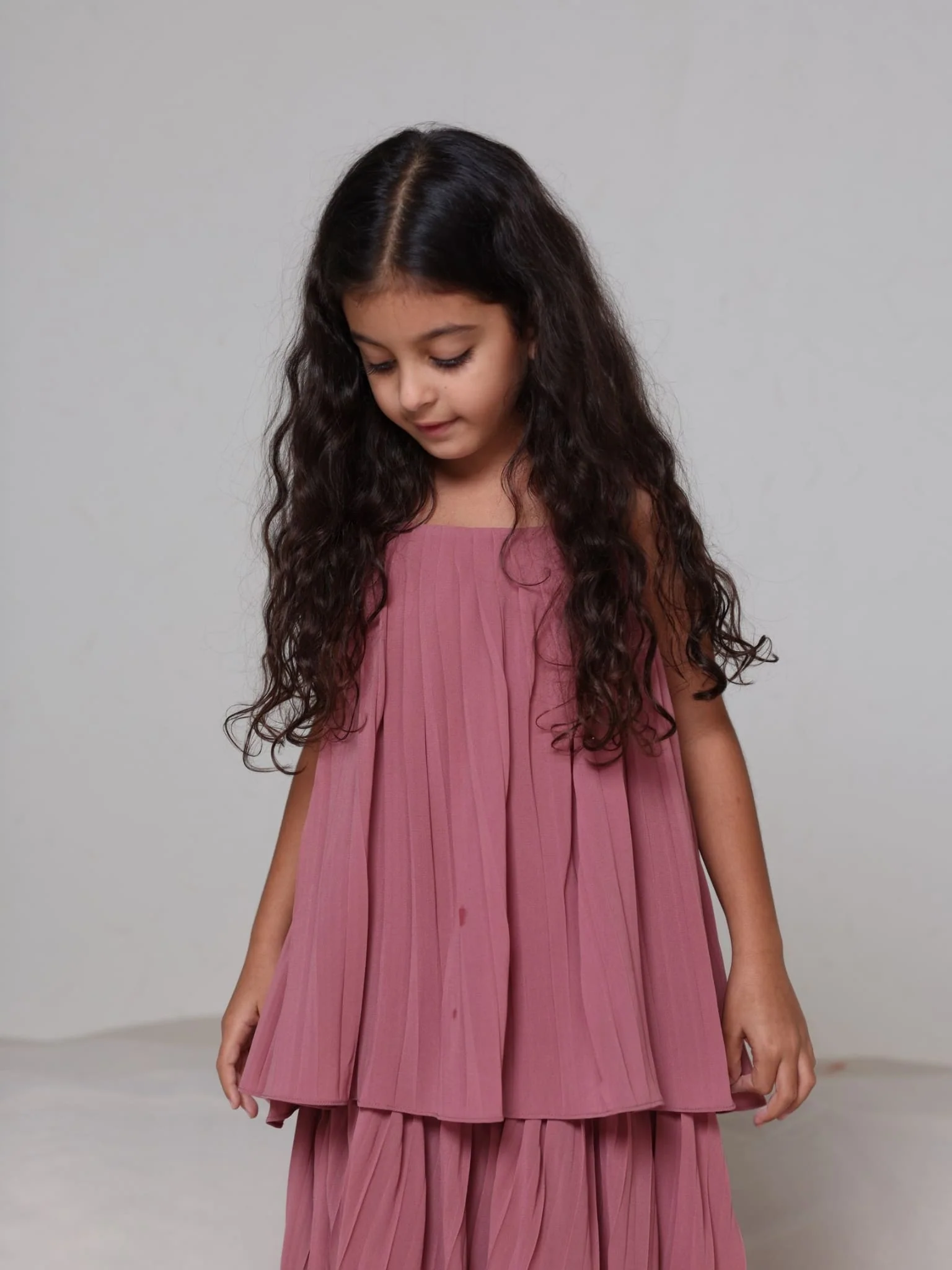 Mini Celestine Pink Pleated Dress For Girls - Image 6