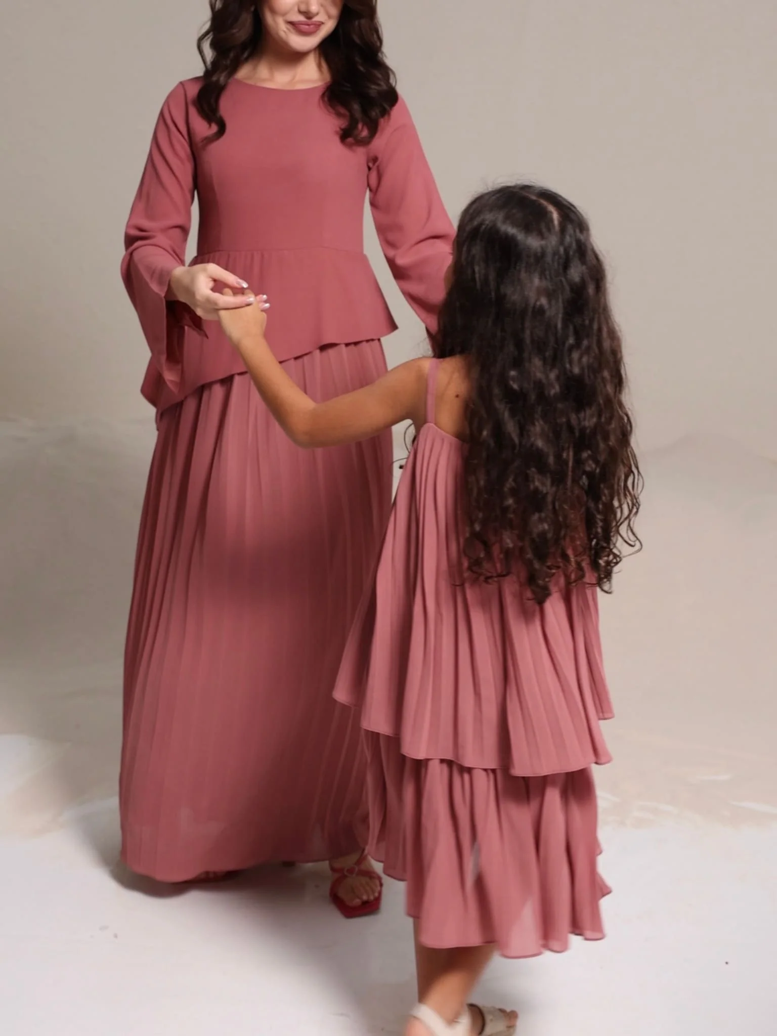 Mini Celestine Pink Pleated Dress For Girls - Image 9