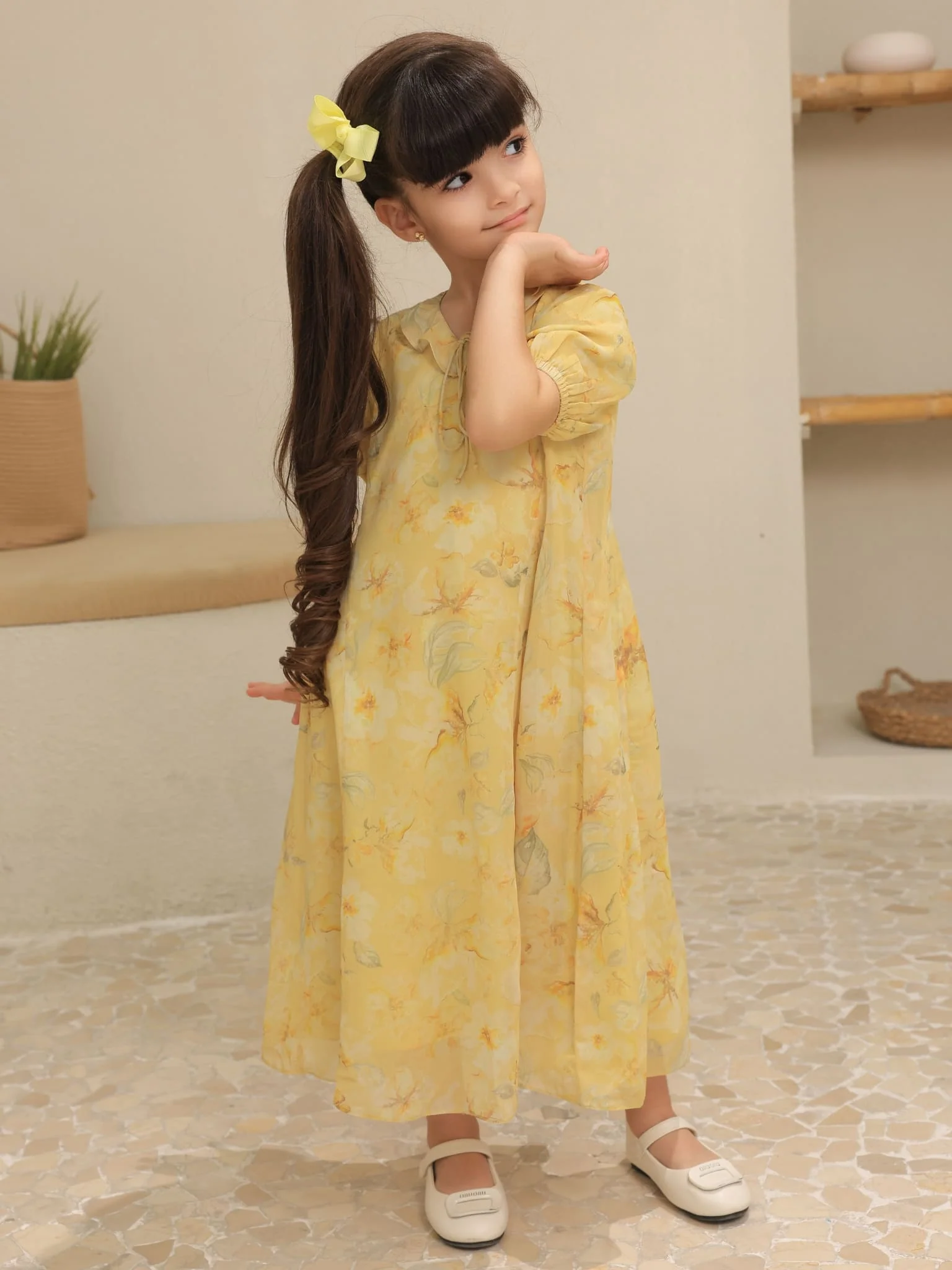 Mini Elaine Butter Floral Dress For Girls - Image 13