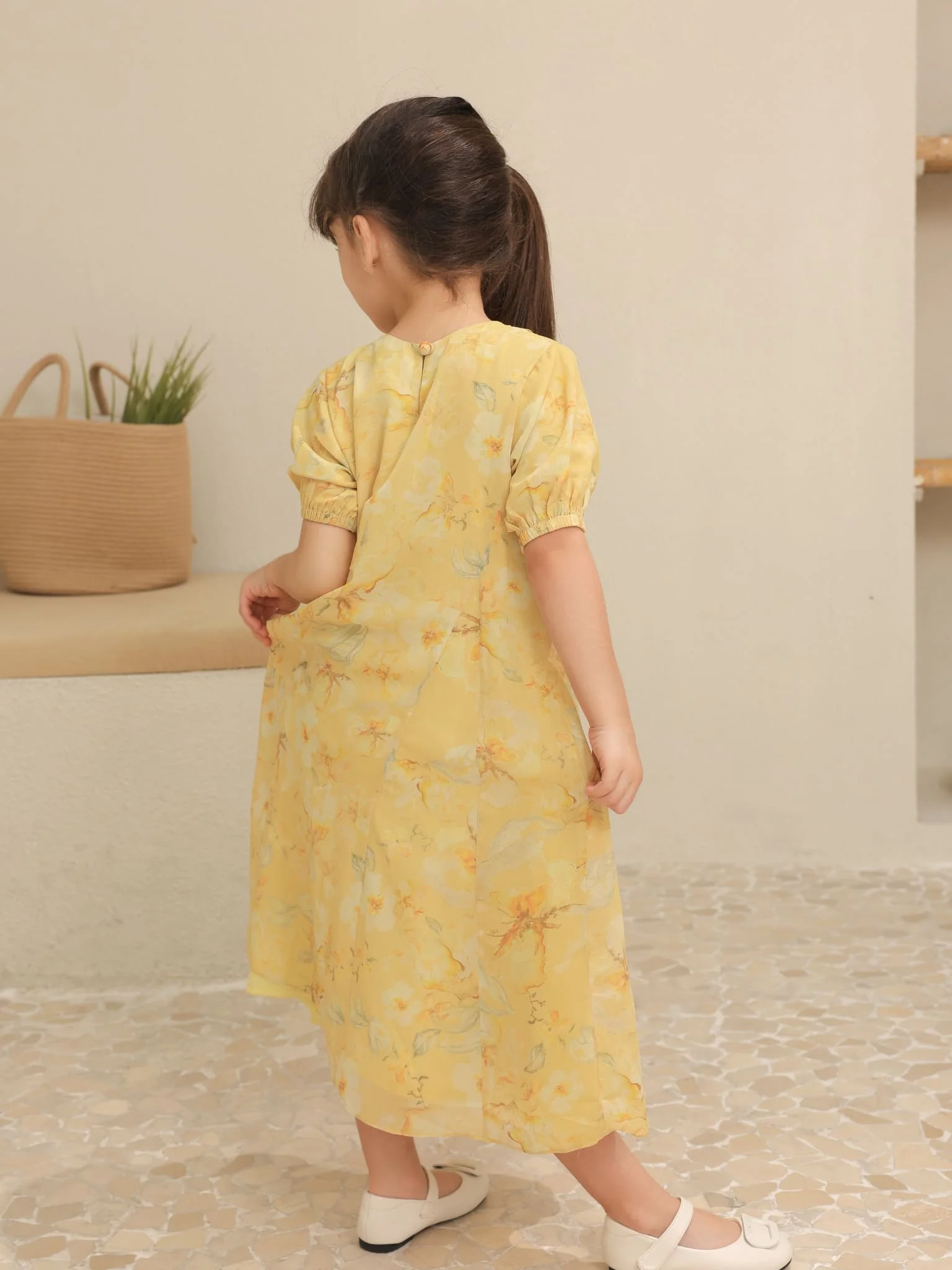 Mini Elaine Butter Floral Dress For Girls - Image 4