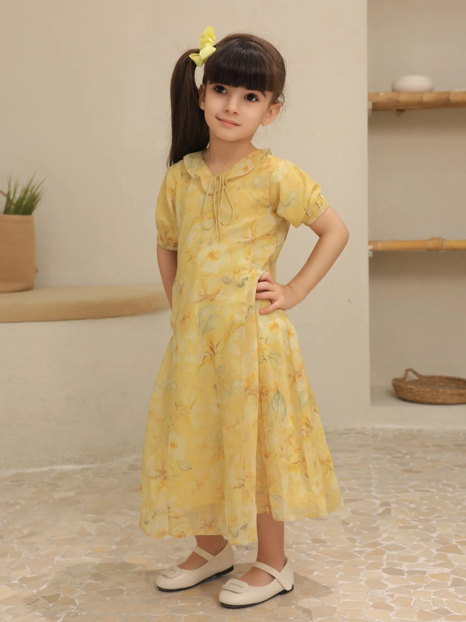 Mini Elaine Butter Floral Dress For Girls - Image 6