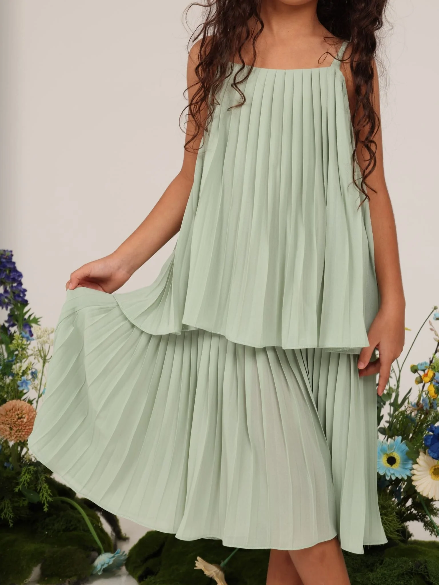Mini Esther Sage Dress For Girls - Image 2