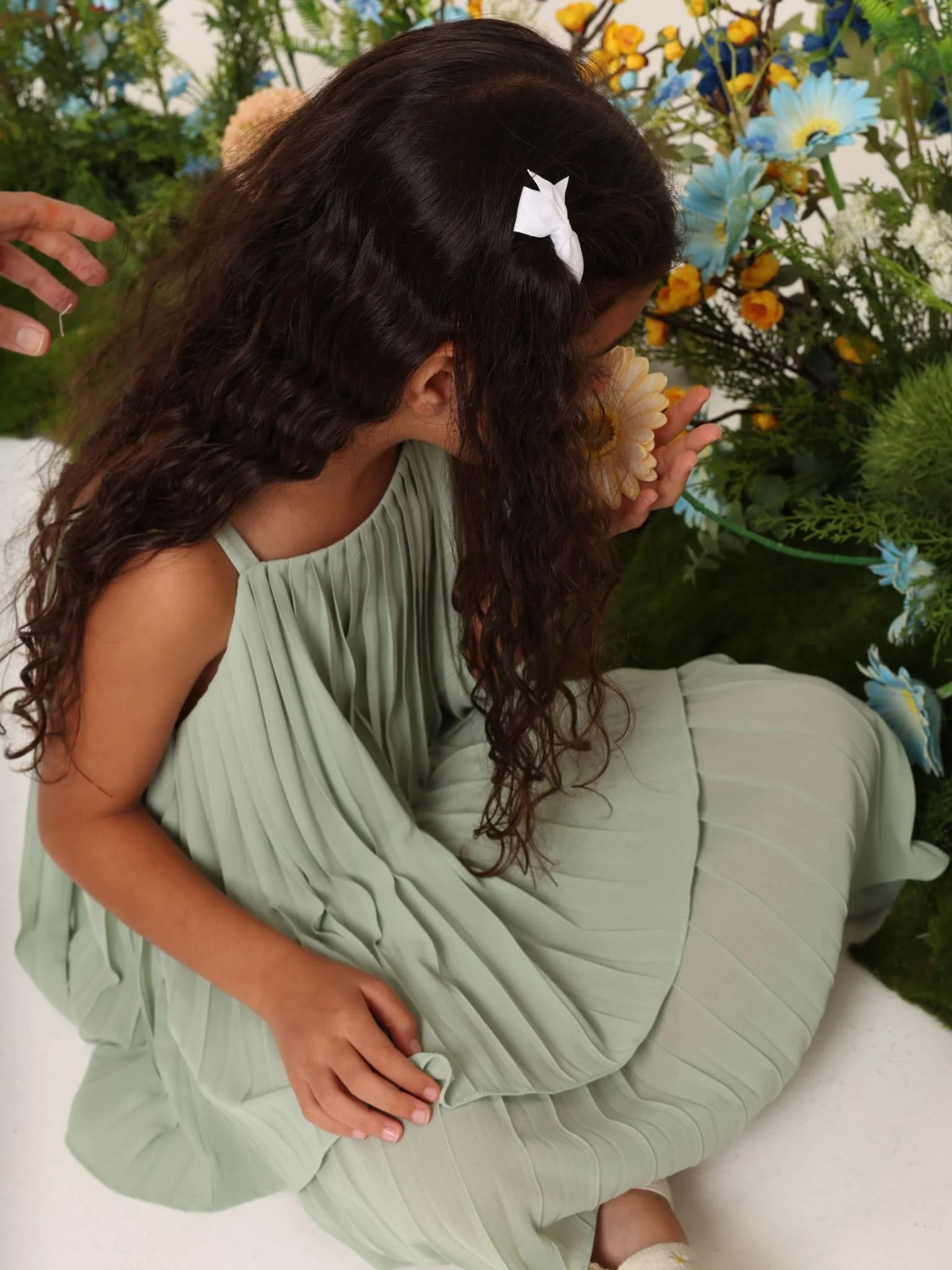 Mini Esther Sage Dress For Girls - Image 4
