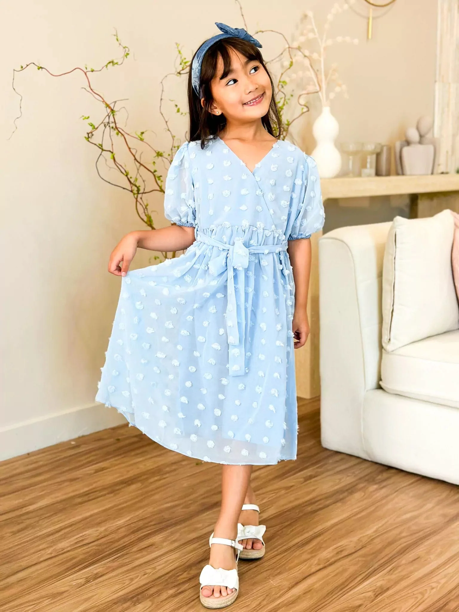 Mini Glacial Texture Dress - Sky blue