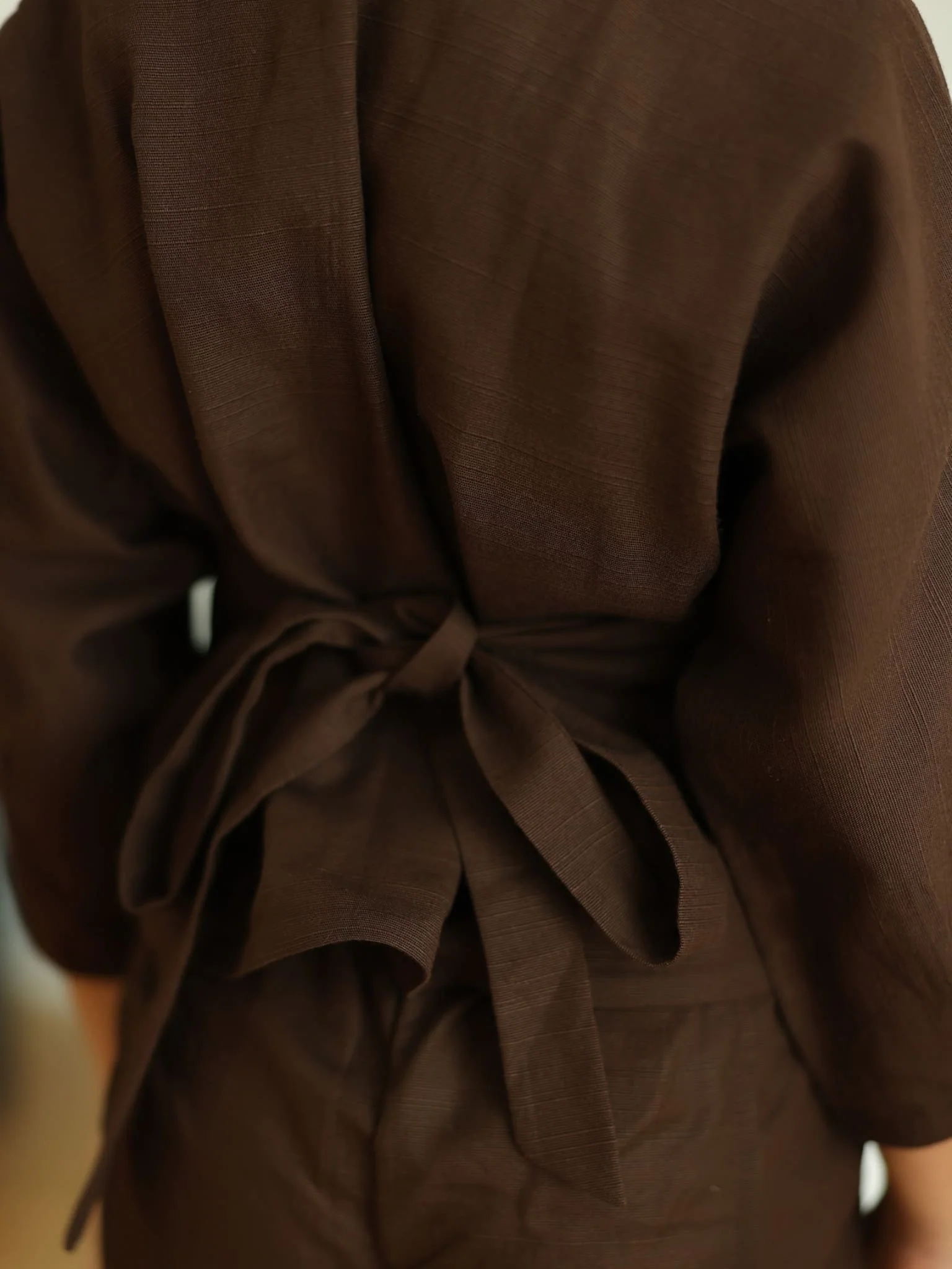 Mini Henley Brown Co Ord Set For Girls - Image 4