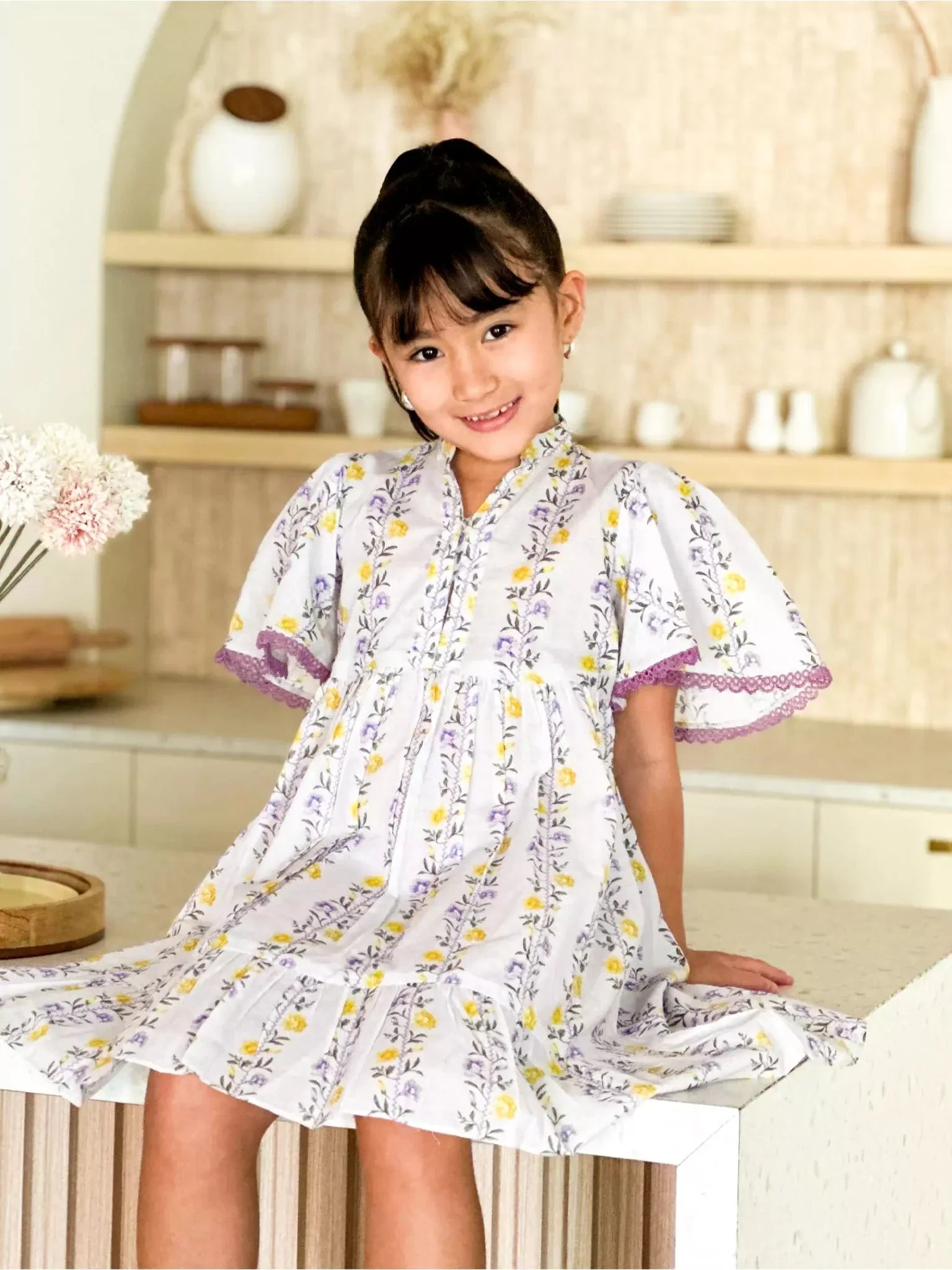 Mini Lilac Florid Long Dress - Image 5