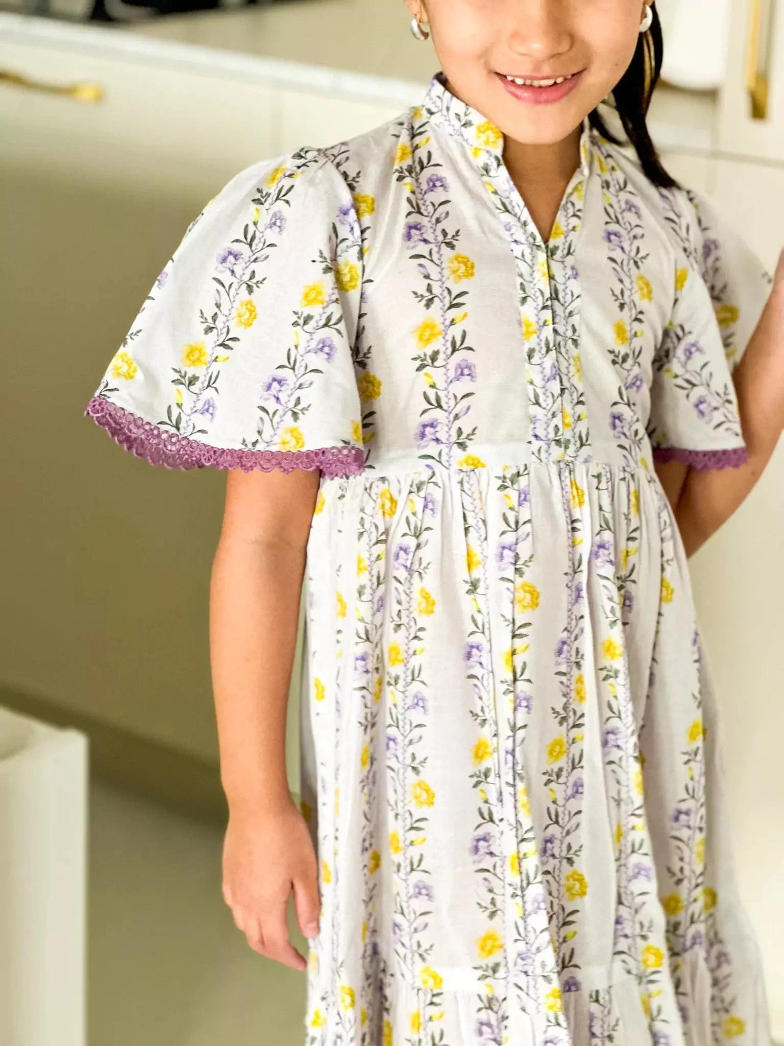 Mini Lilac Florid Long Dress - Image 9