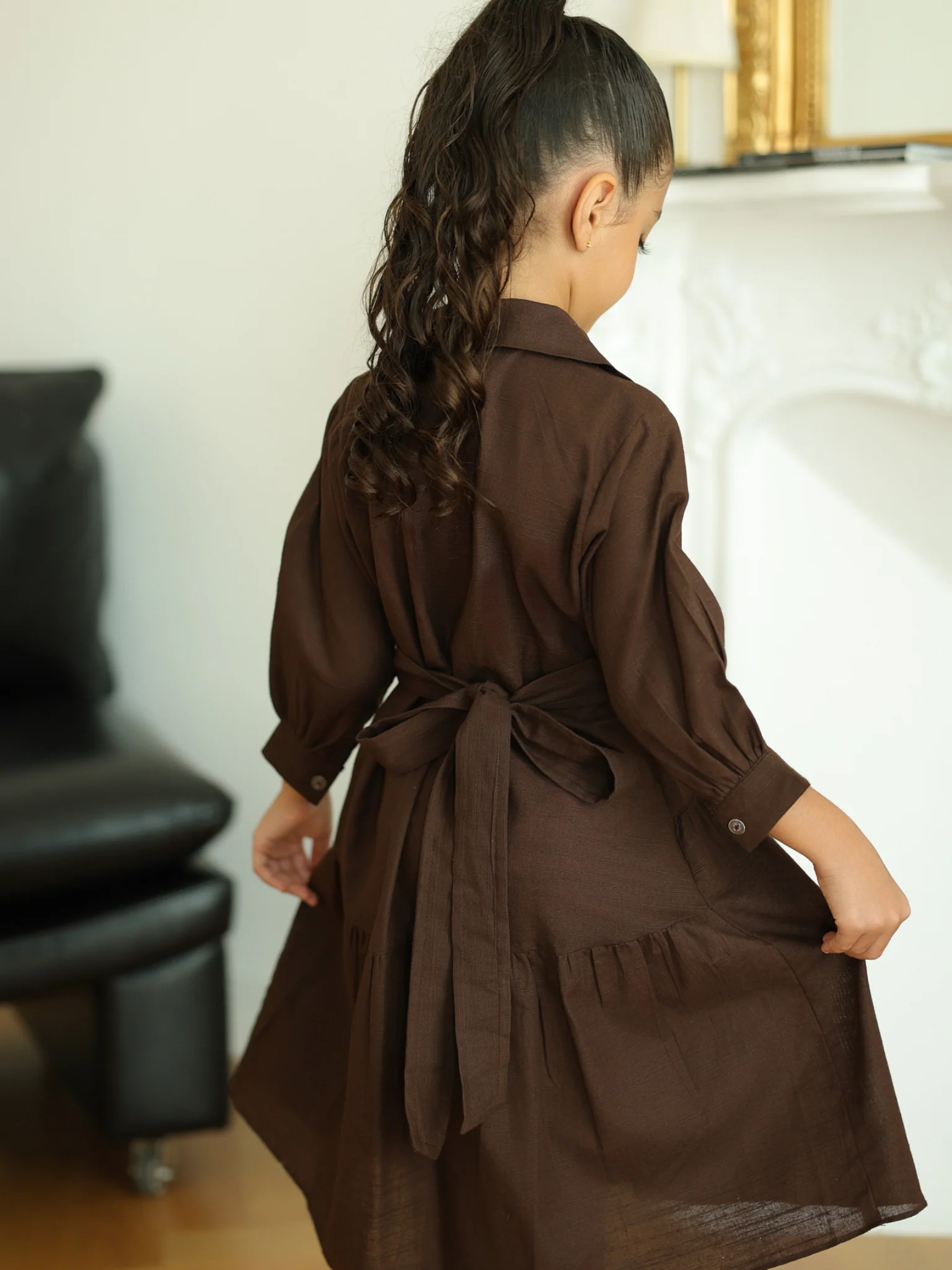 Mini Micah Brown Dress For Girls - Image 5