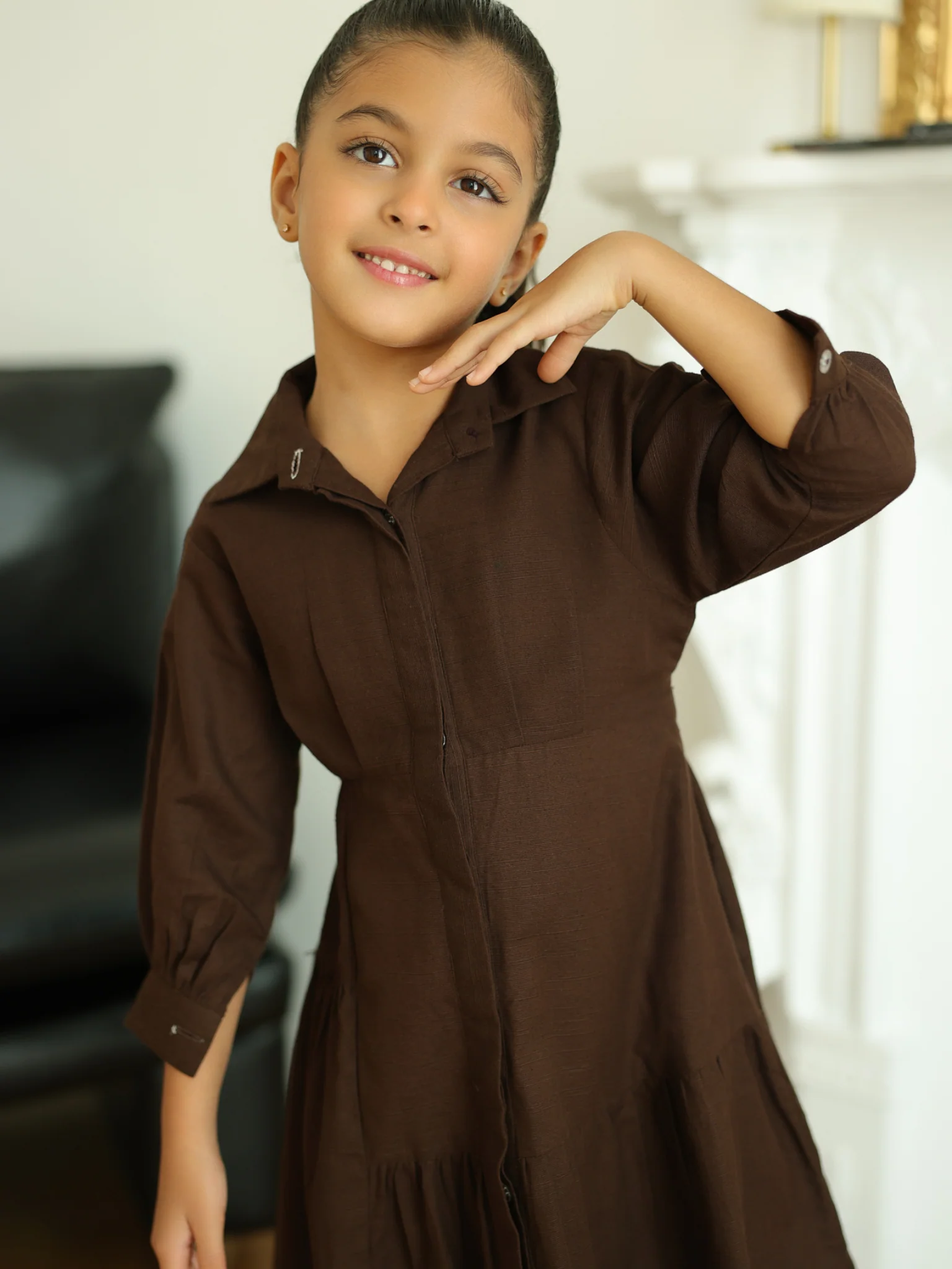 Mini Micah Brown Dress For Girls - Image 9