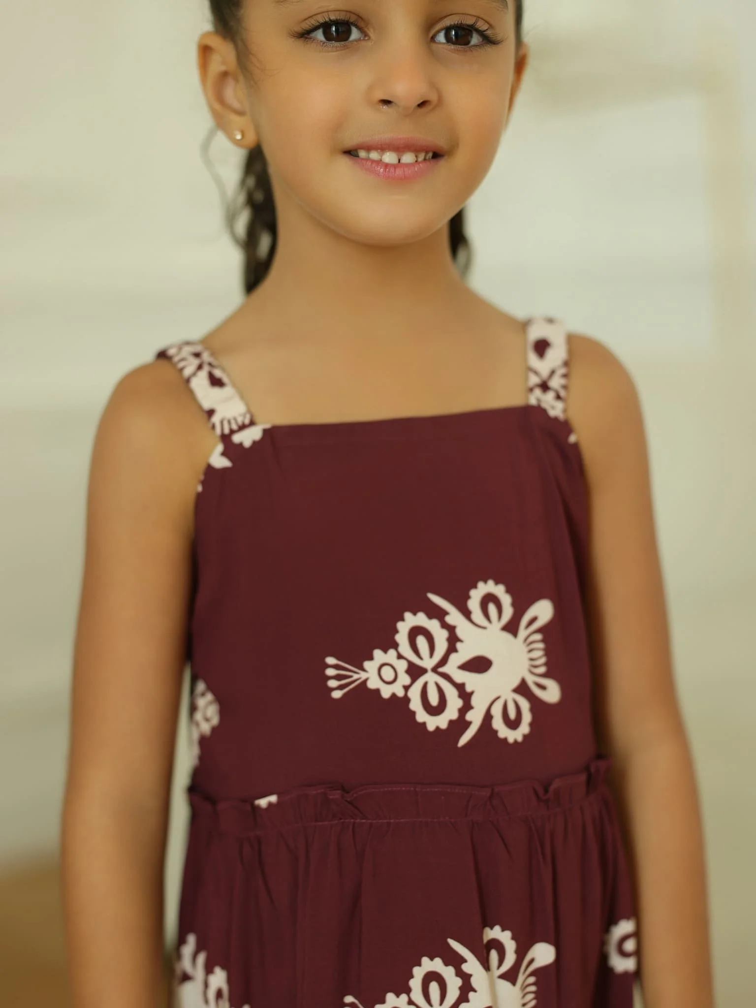 Mini Morvina Maroon Dress For Girls - Image 2