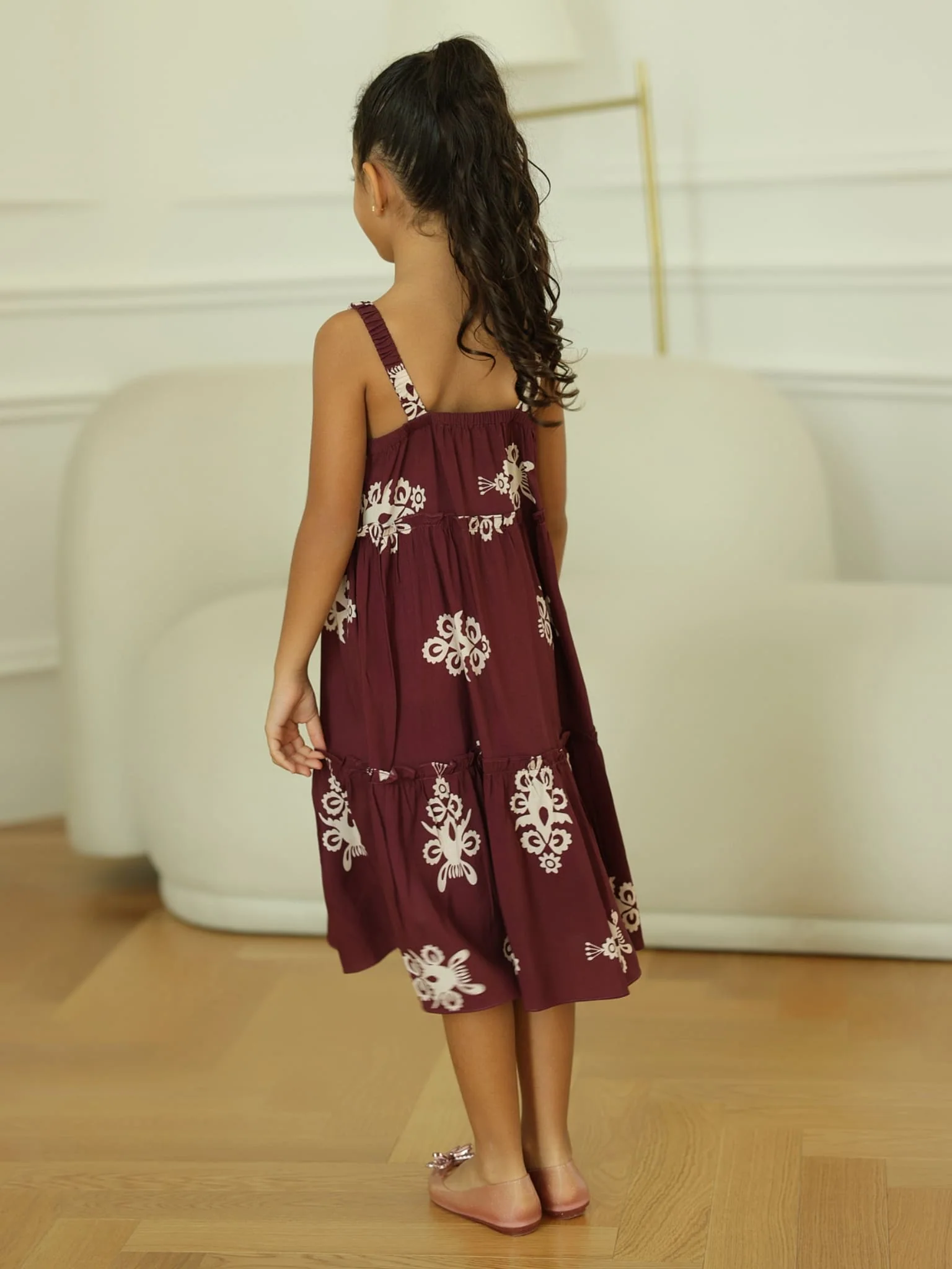 Mini Morvina Maroon Dress For Girls - Image 4