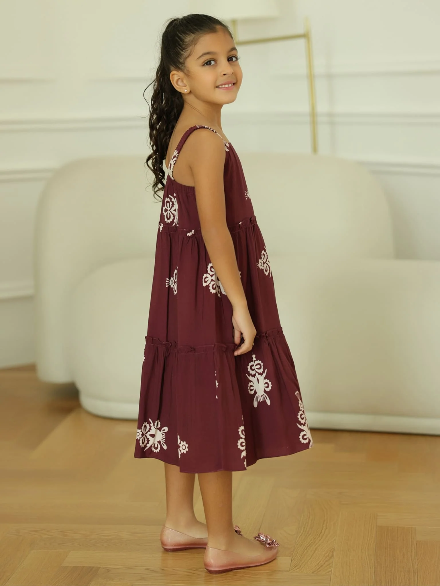Mini Morvina Maroon Dress For Girls - Image 6