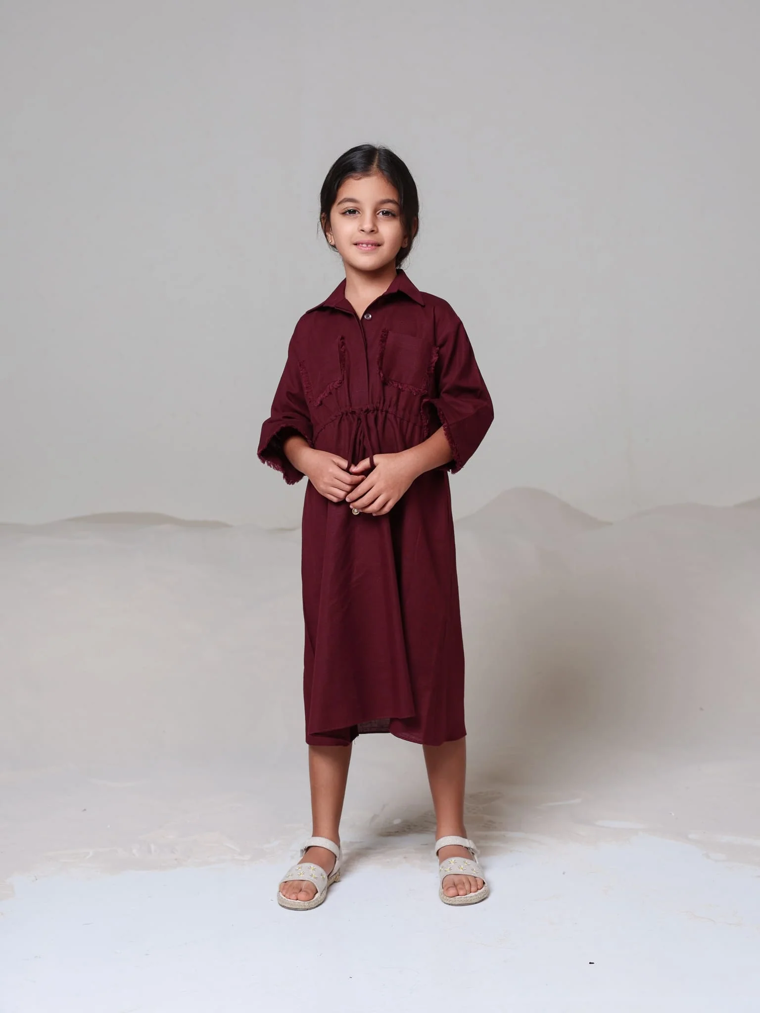 Mini Noelle Maroon Dress For Girls - Image 2