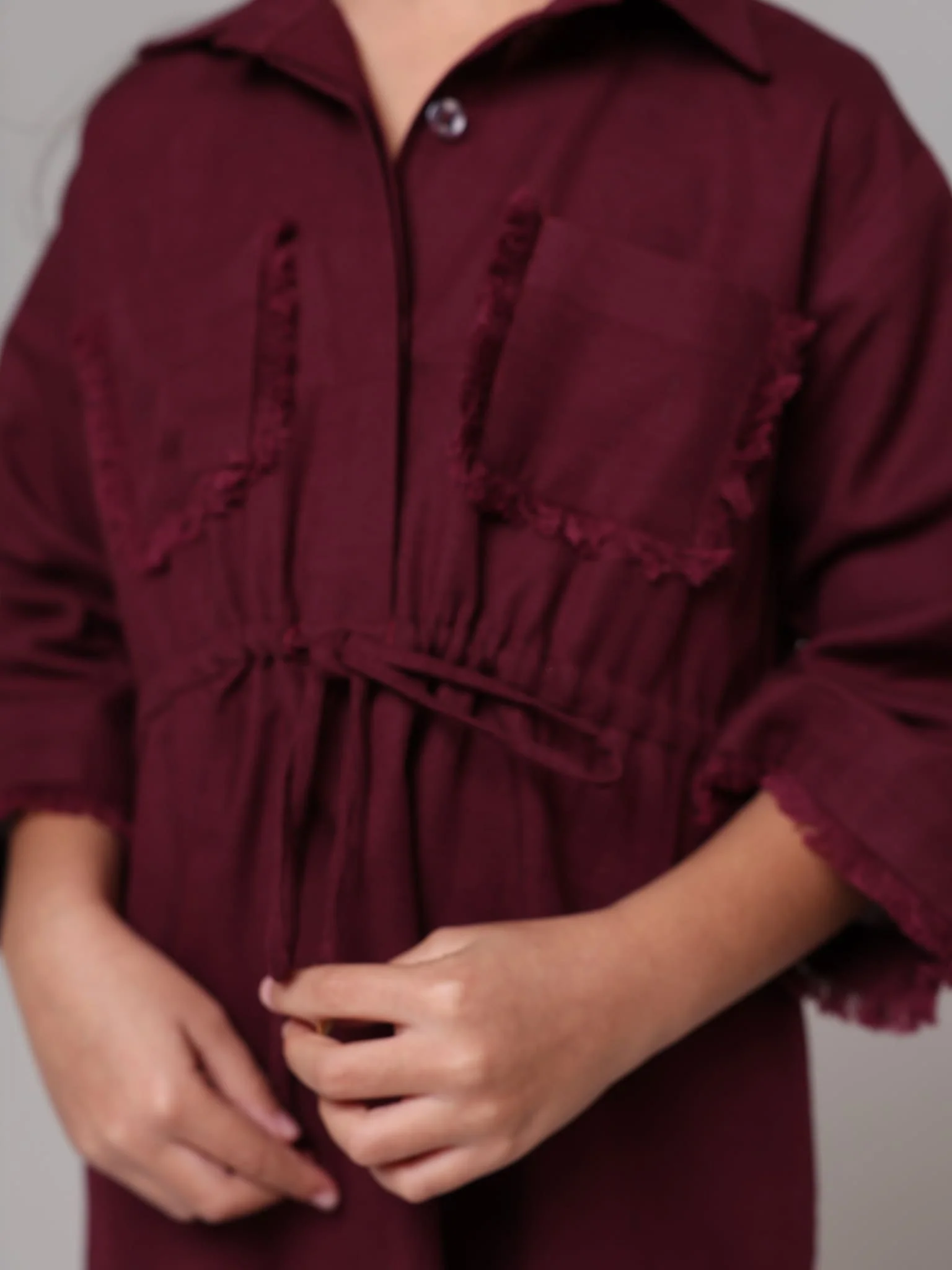 Mini Noelle Maroon Dress For Girls - Image 3
