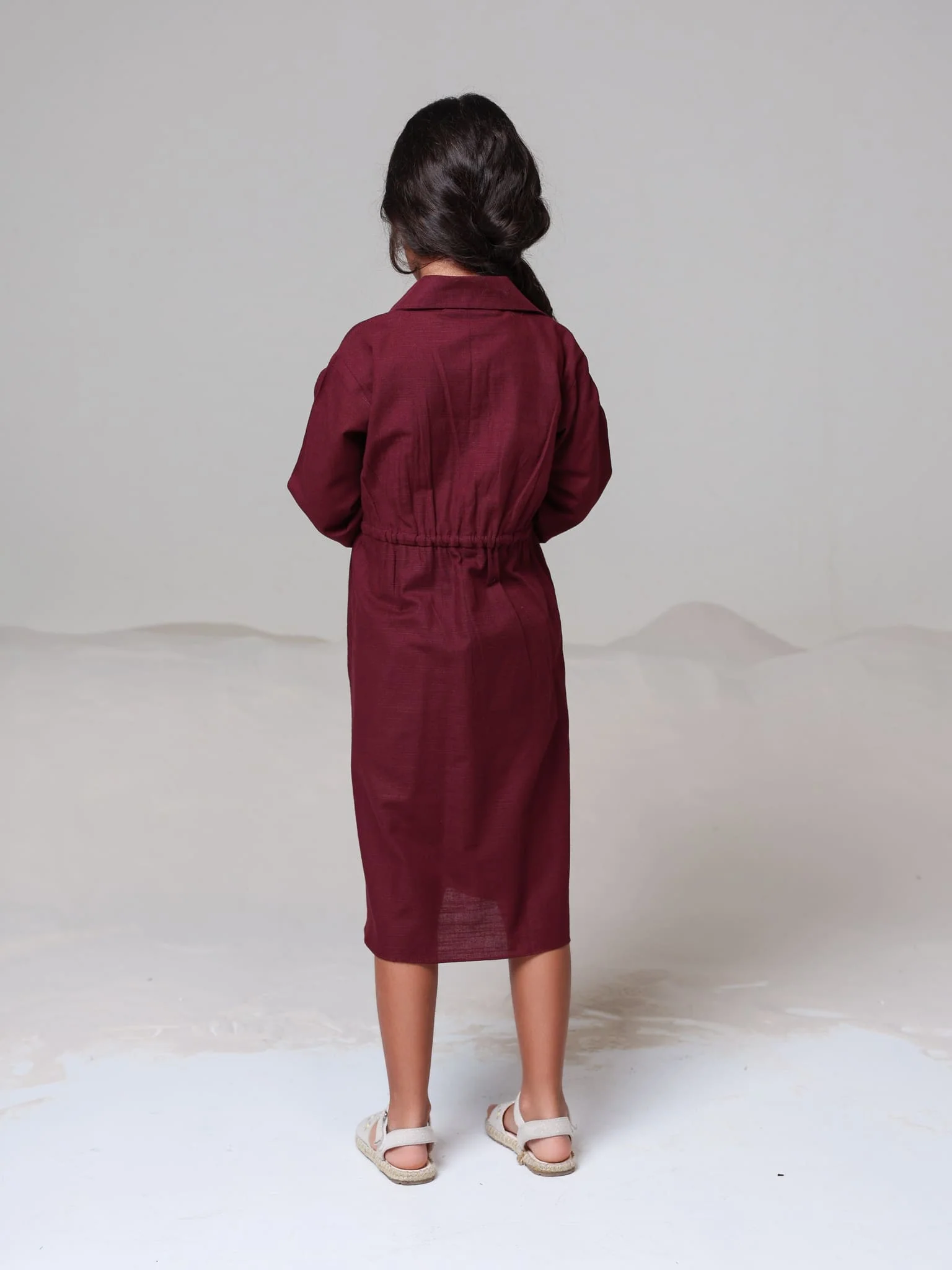 Mini Noelle Maroon Dress For Girls - Image 4