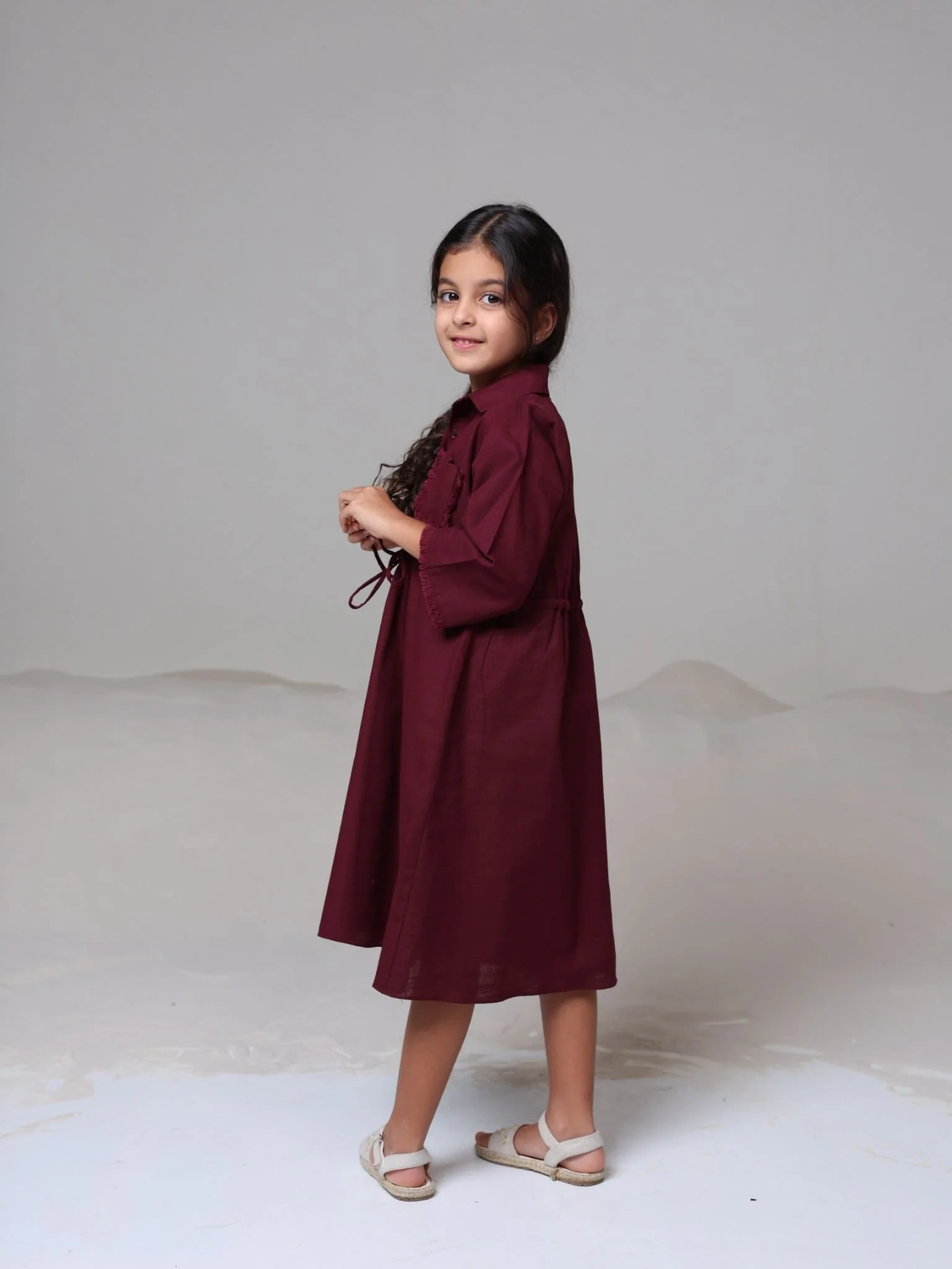 Mini Noelle Maroon Dress For Girls - Image 6