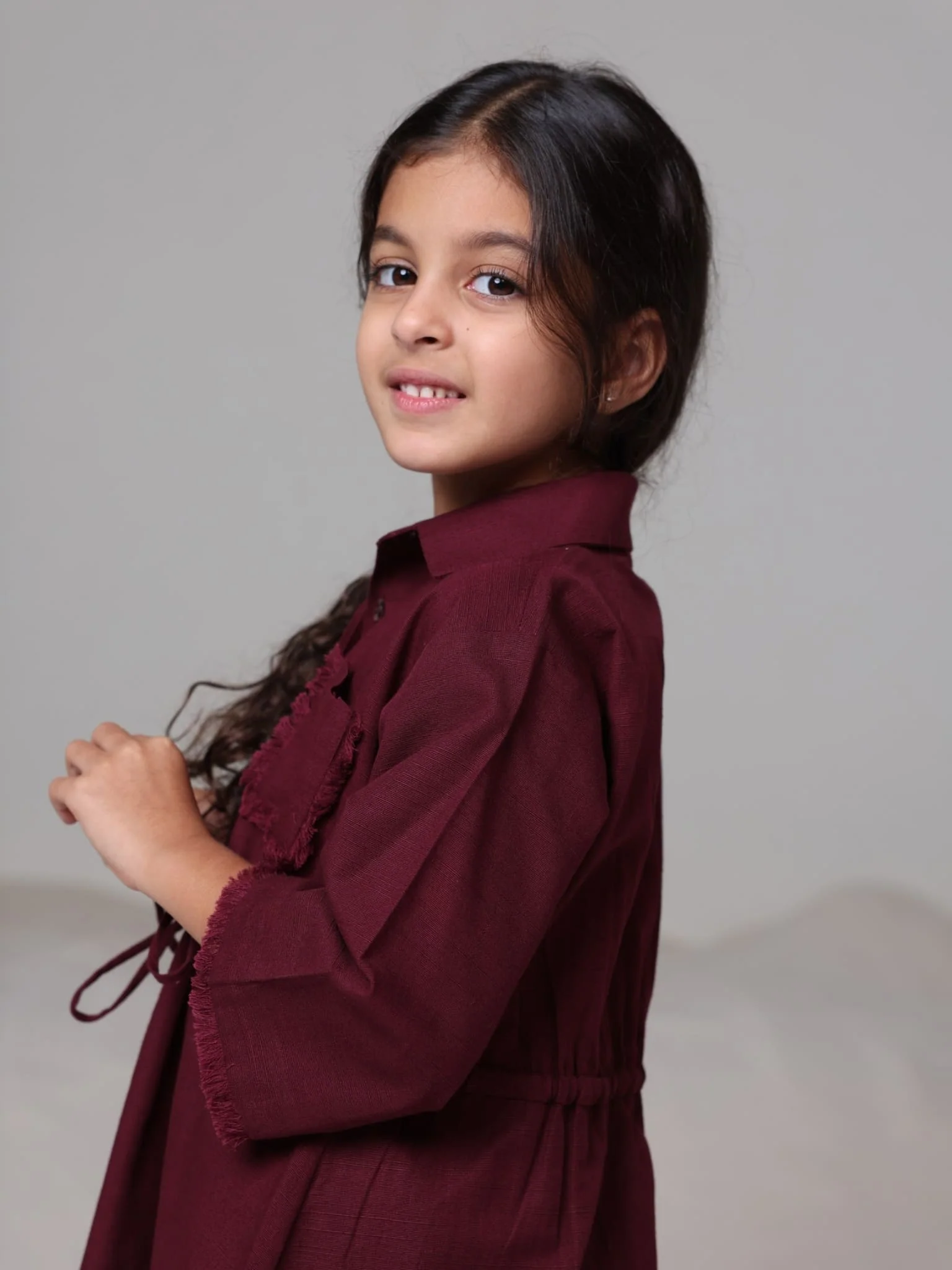 Mini Noelle Maroon Dress For Girls - Image 8