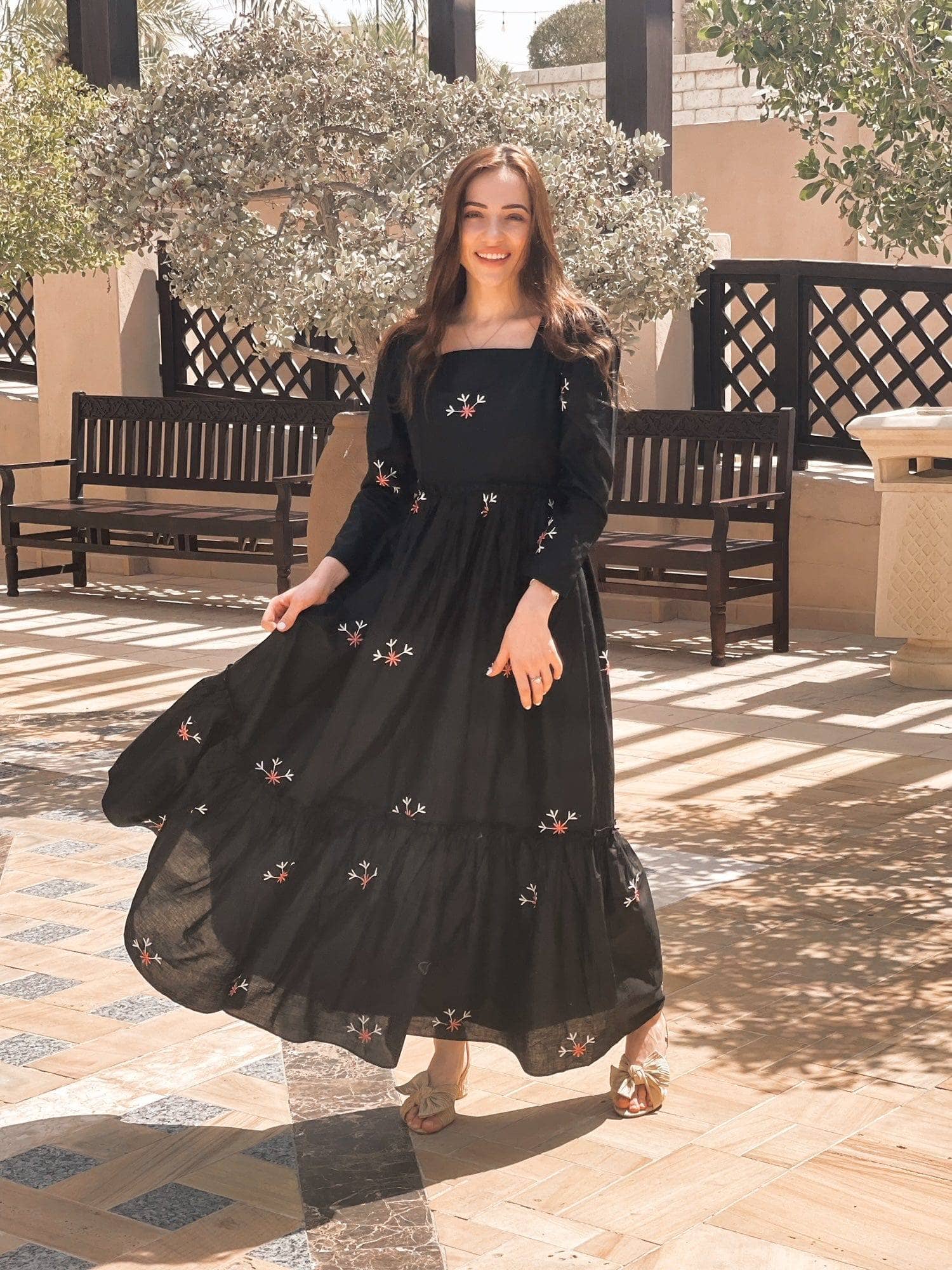 Mini Nova Black Embroidered Dress - Image 3