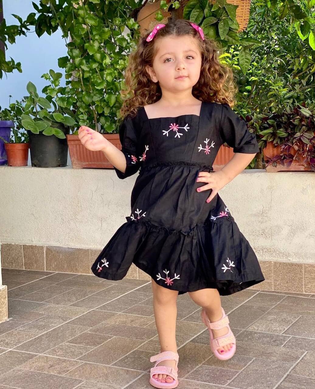 Mini Nova Black Embroidered Dress - Image 5