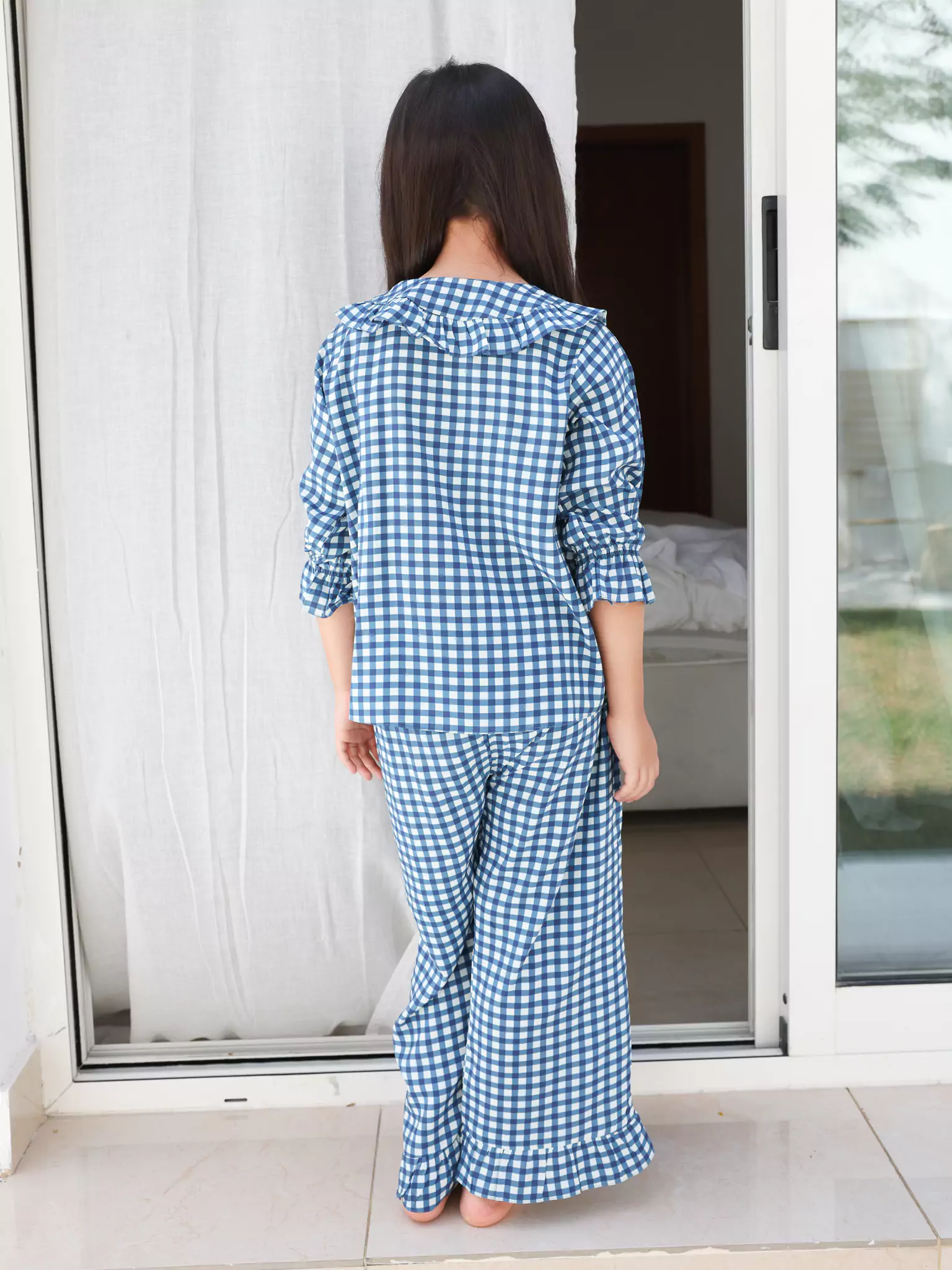 Mini Pluffie Blue Gingham Lounge Set For Girls - Image 3