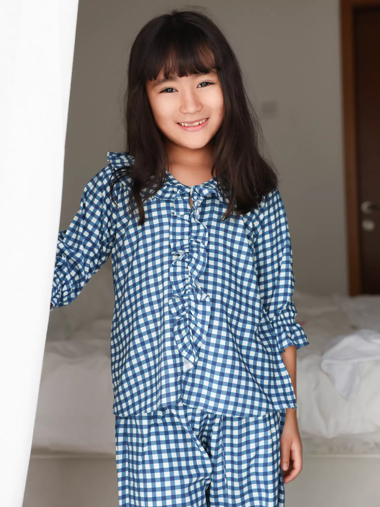 Mini Pluffie Blue Gingham Lounge Set For Girls - Image 5