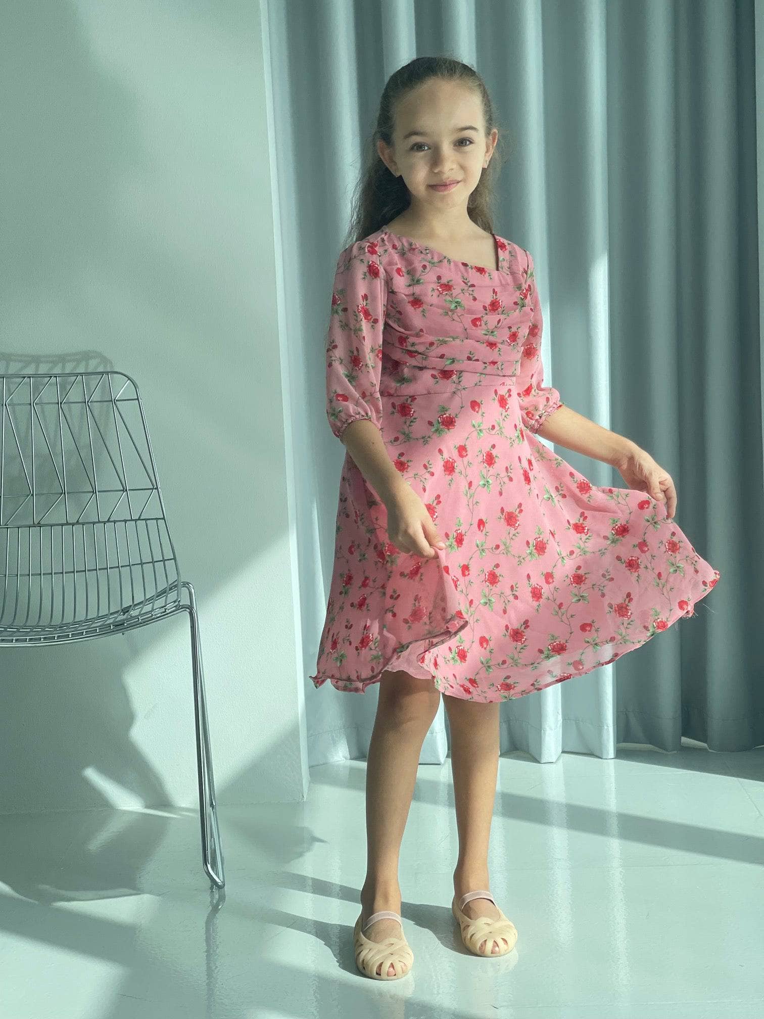 Mini Rose Dress In Dusty Pink Floral - Image 2