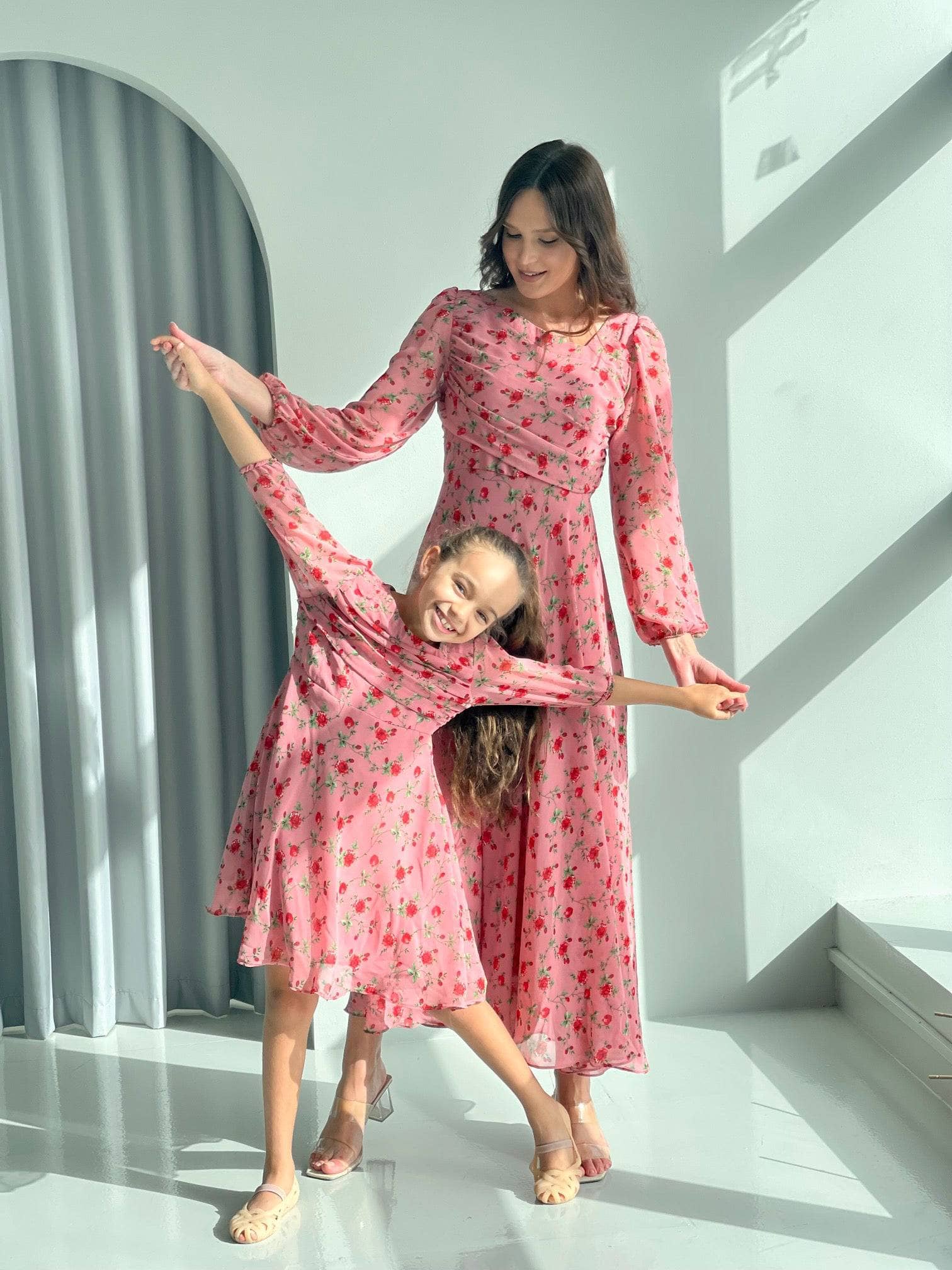 Mini Rose Dress In Dusty Pink Floral - Image 3