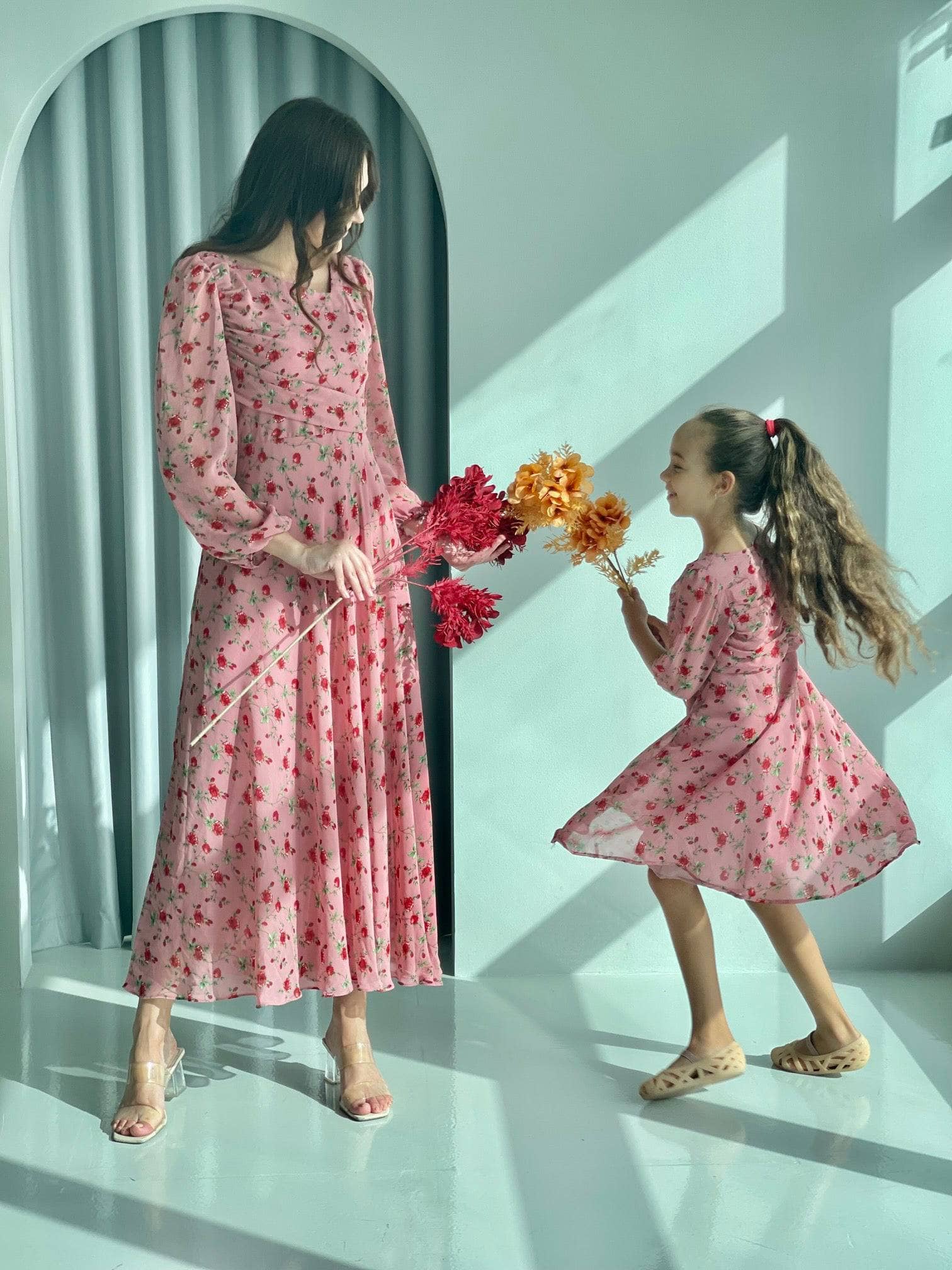 Mini Rose Dress In Dusty Pink Floral - Image 5