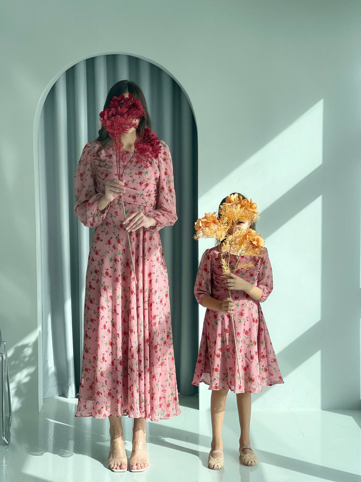 Mini Rose Dress In Dusty Pink Floral - Image 6