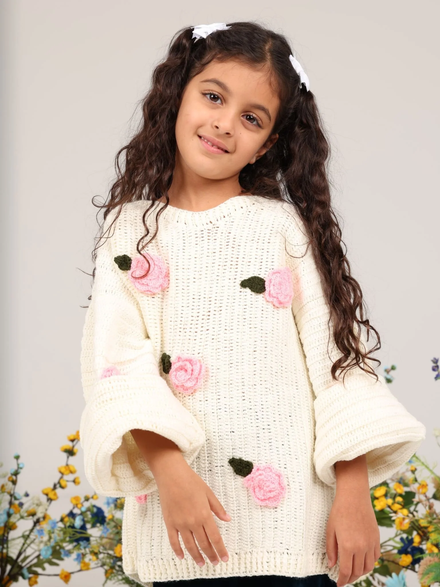 Mini Rosey Hand Knitted Sweater For Girls - Image 3