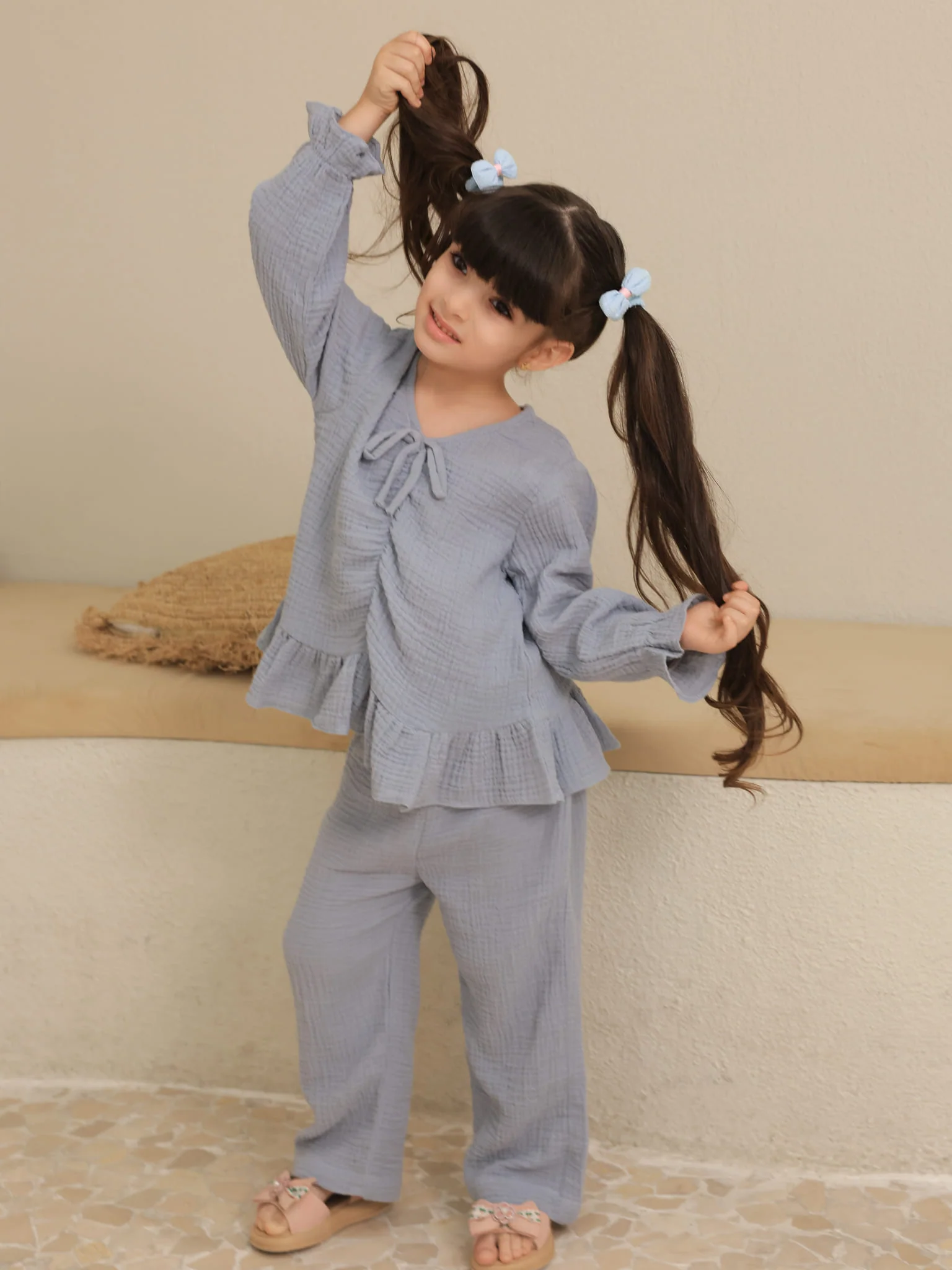 Mini Skyward Muslin Blue Co Ord Set - Image 7