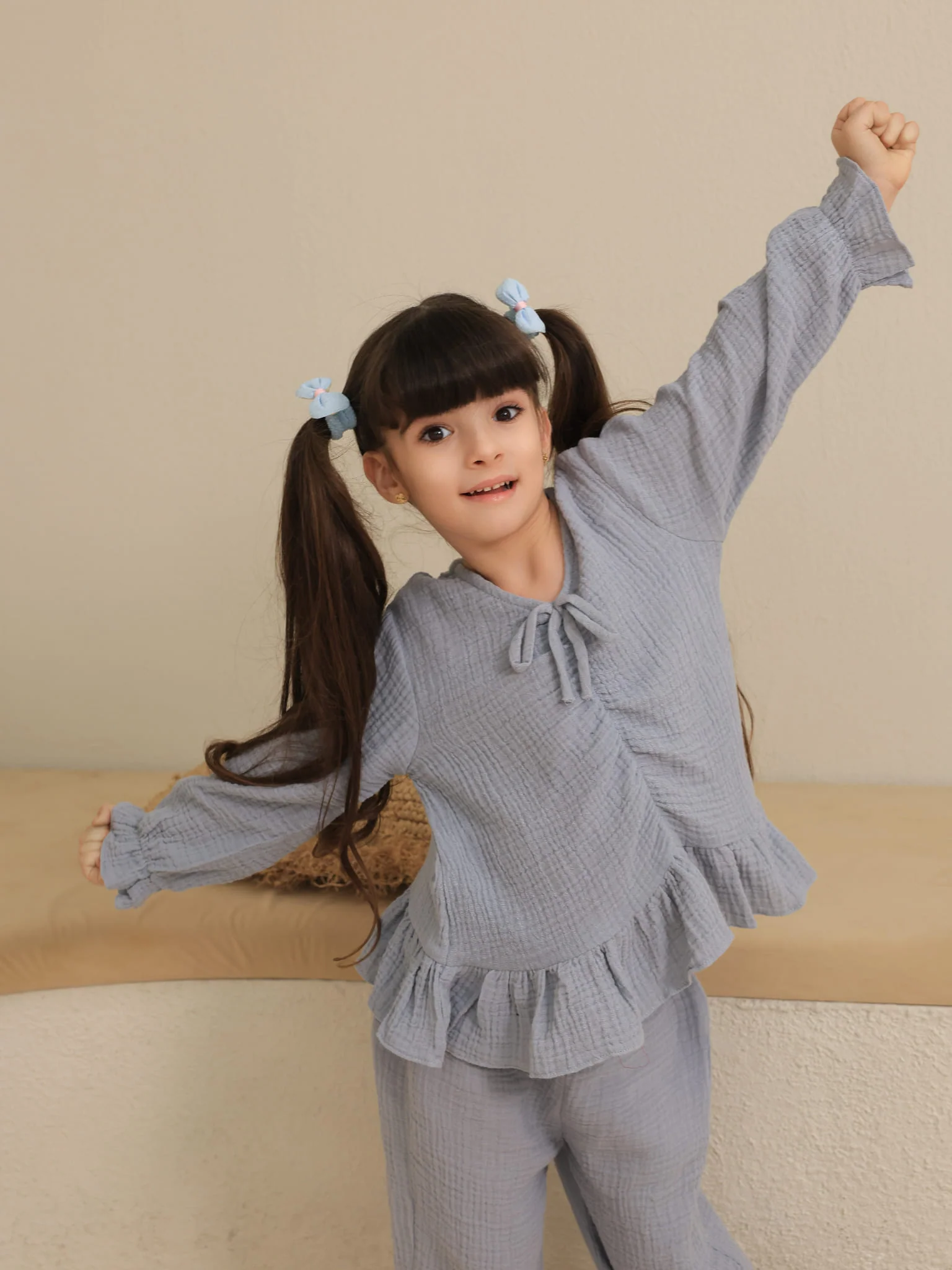 Mini Skyward Muslin Blue Co Ord Set - Image 8