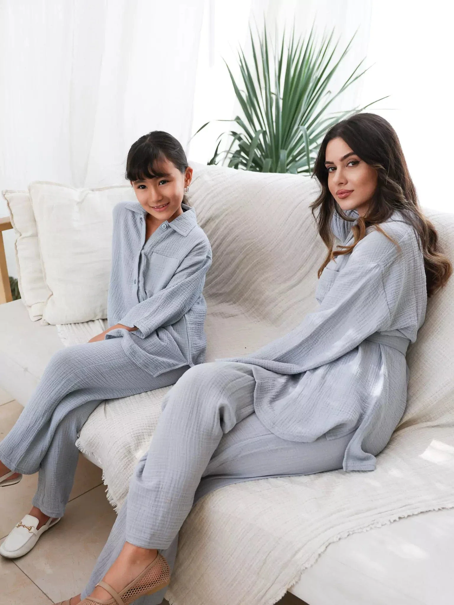 Mini Usafa Blue Muslin Co Ord Set - Image 3