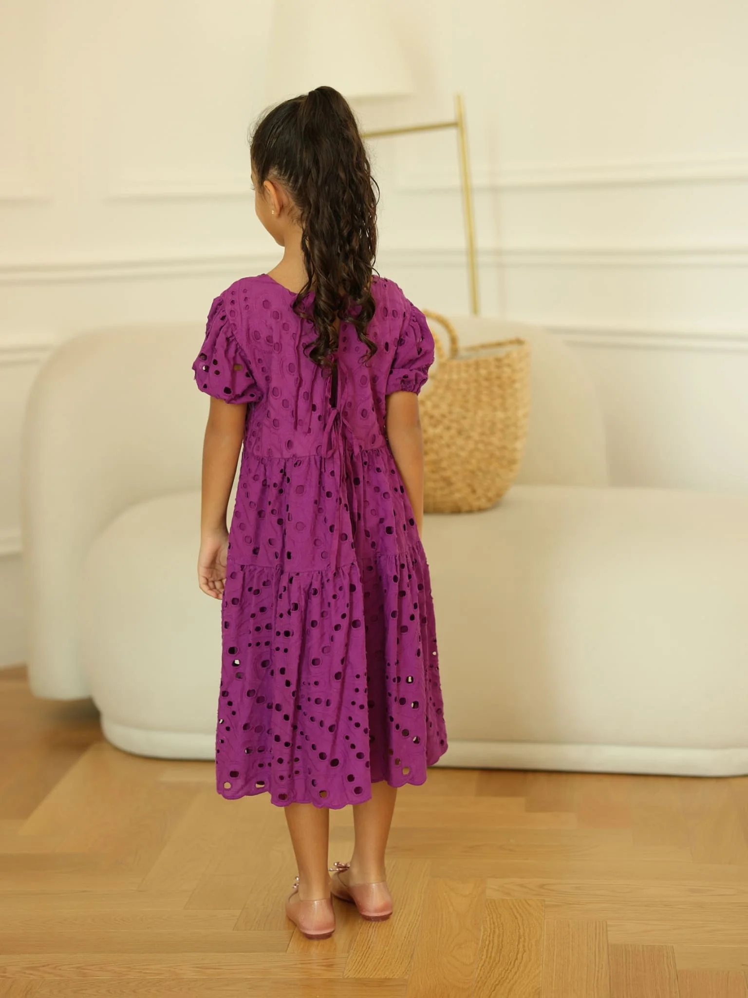 Mini Zora Cutwork Purple Dress - Image 3