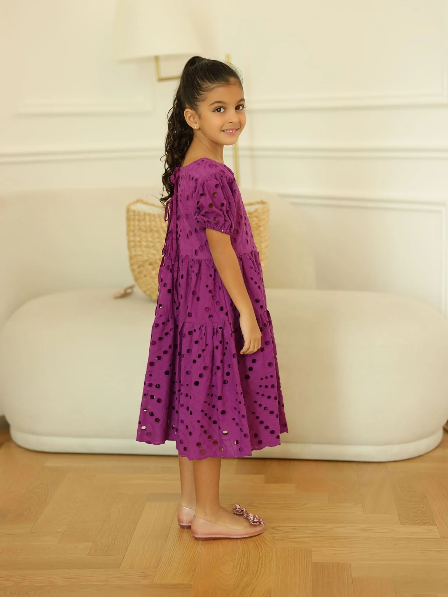 Mini Zora Cutwork Purple Dress - Image 4