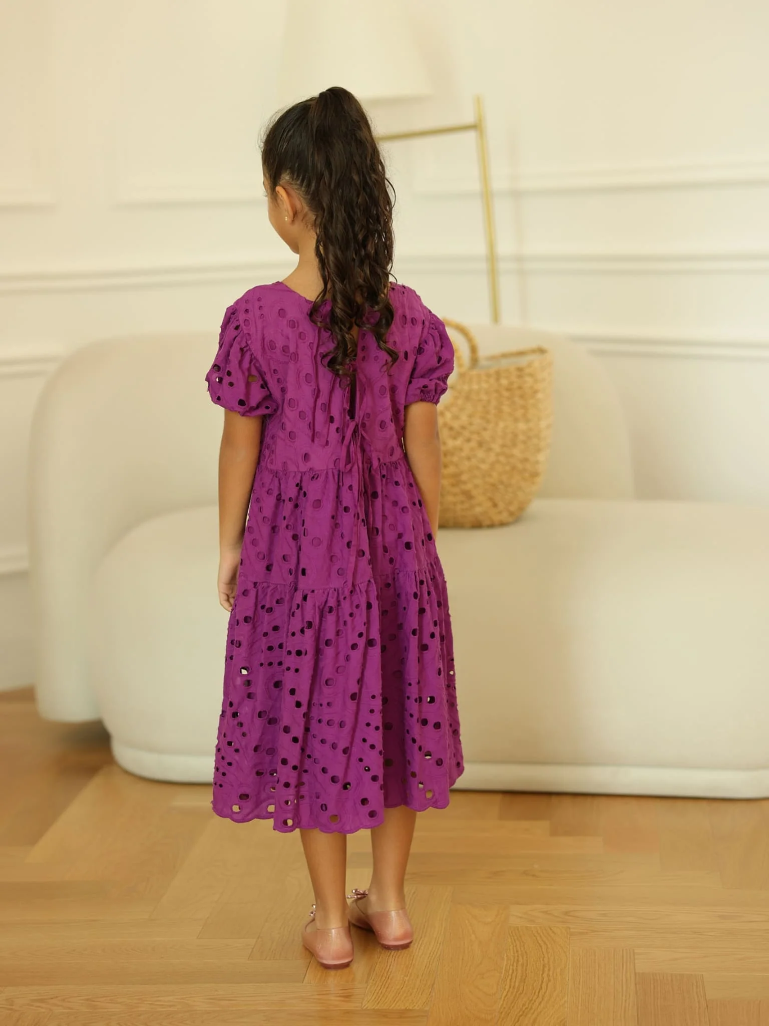 Mini Zora Cutwork Purple Dress - Image 5
