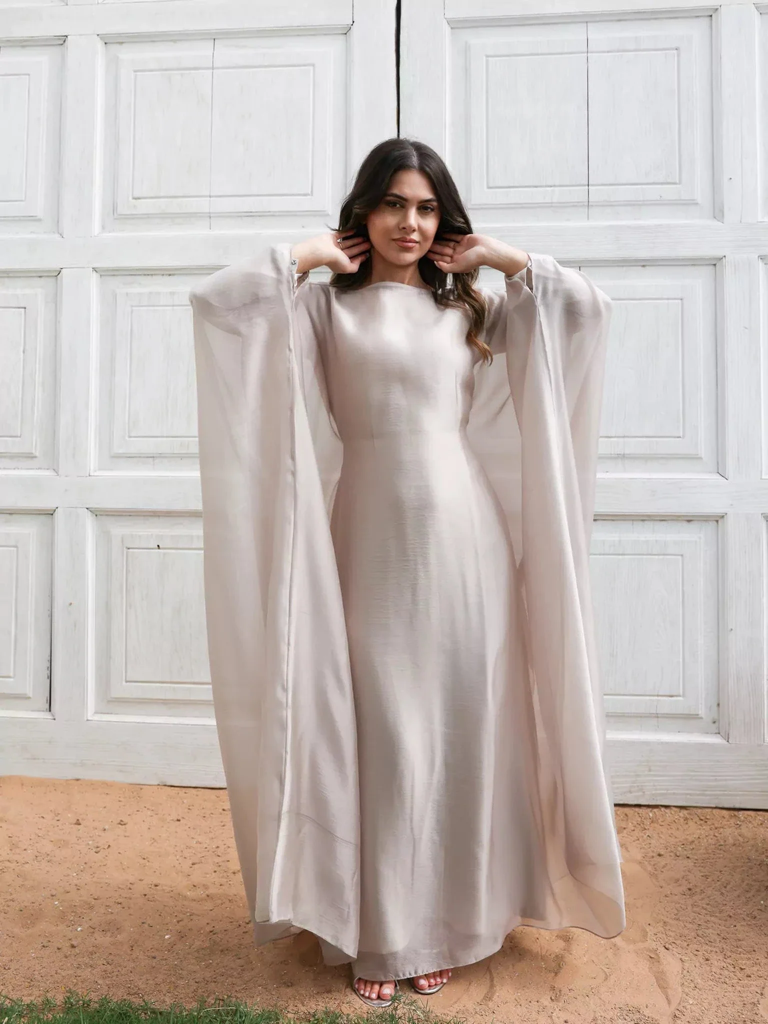 Mira Butterfly Beige Dress - Image 10