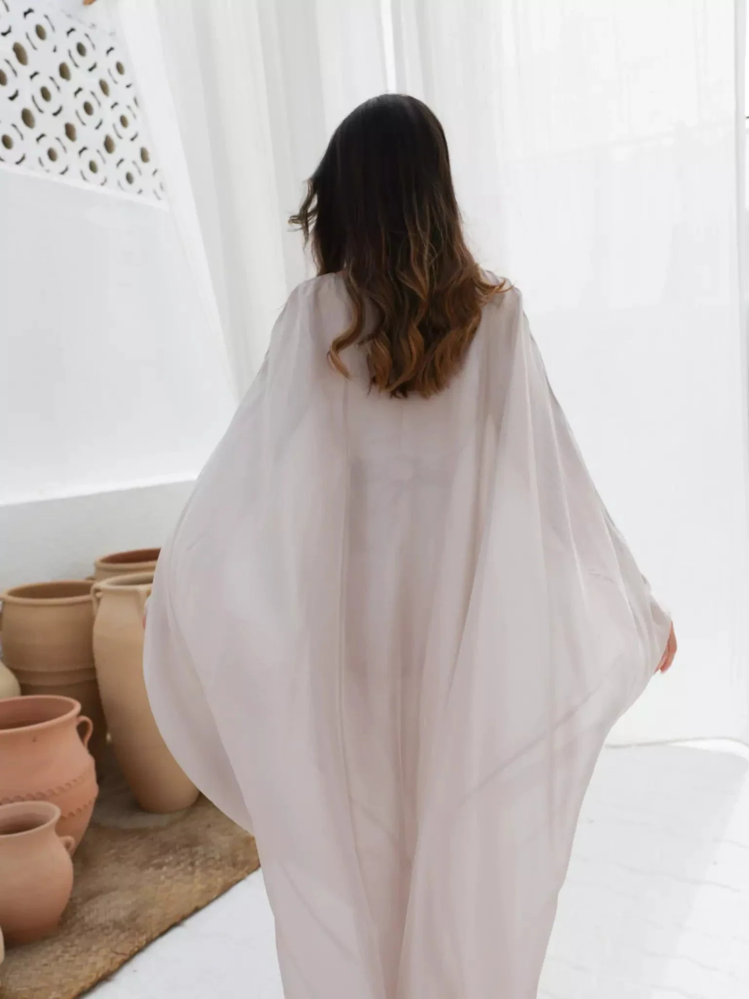 Mira Butterfly Beige Dress - Image 3