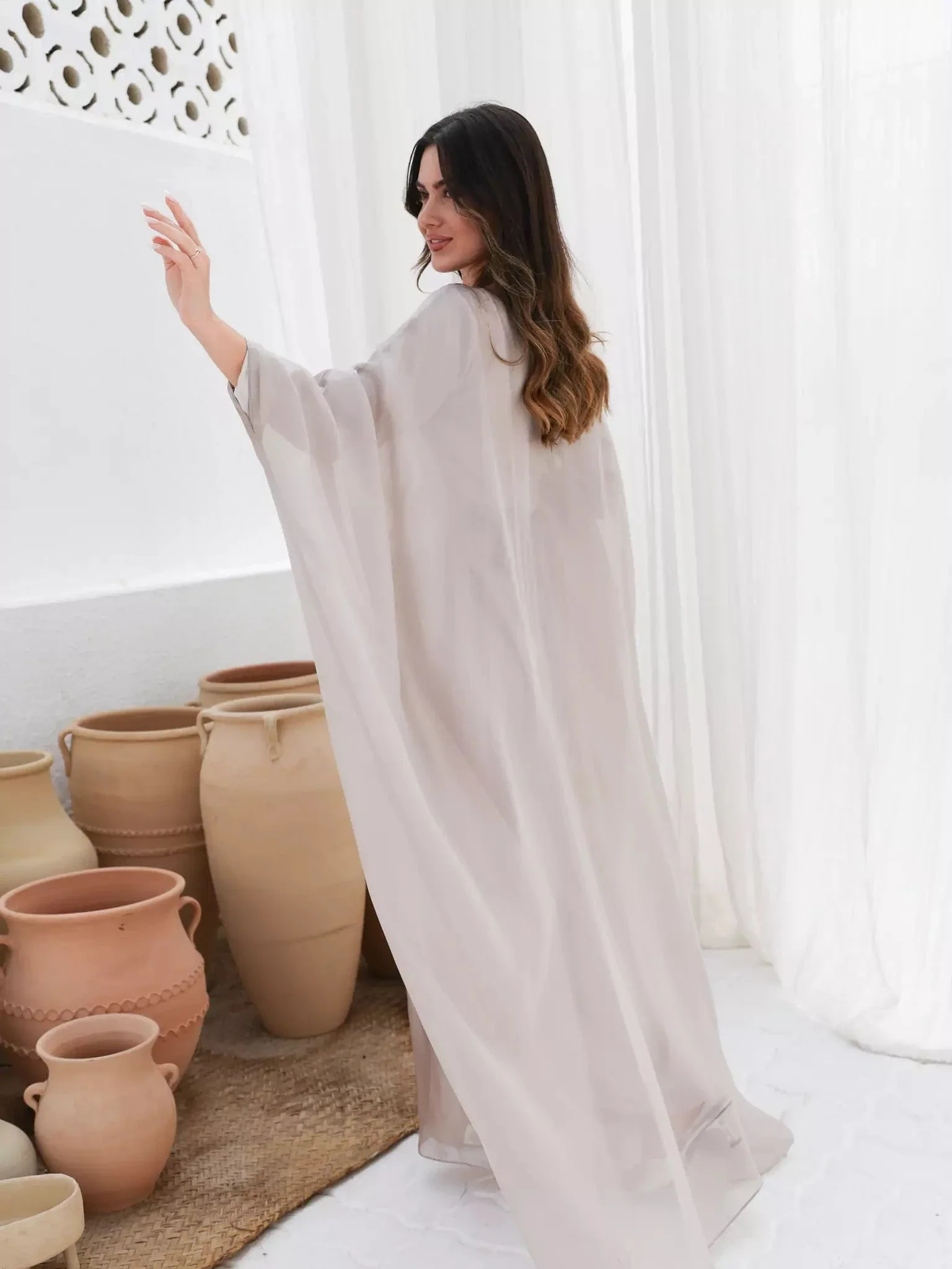 Mira Butterfly Beige Dress - Image 4