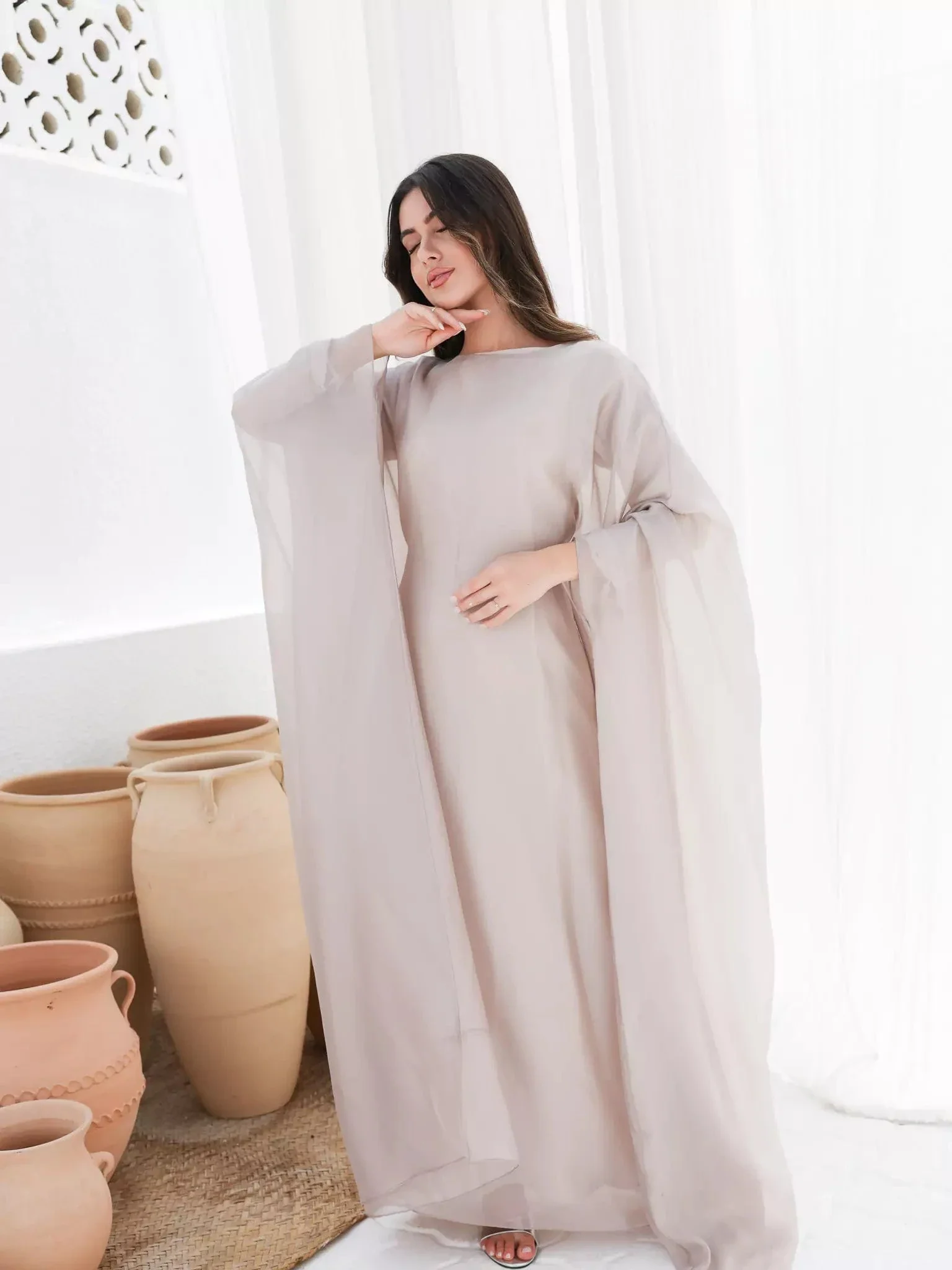 Mira Butterfly Beige Dress - Image 6