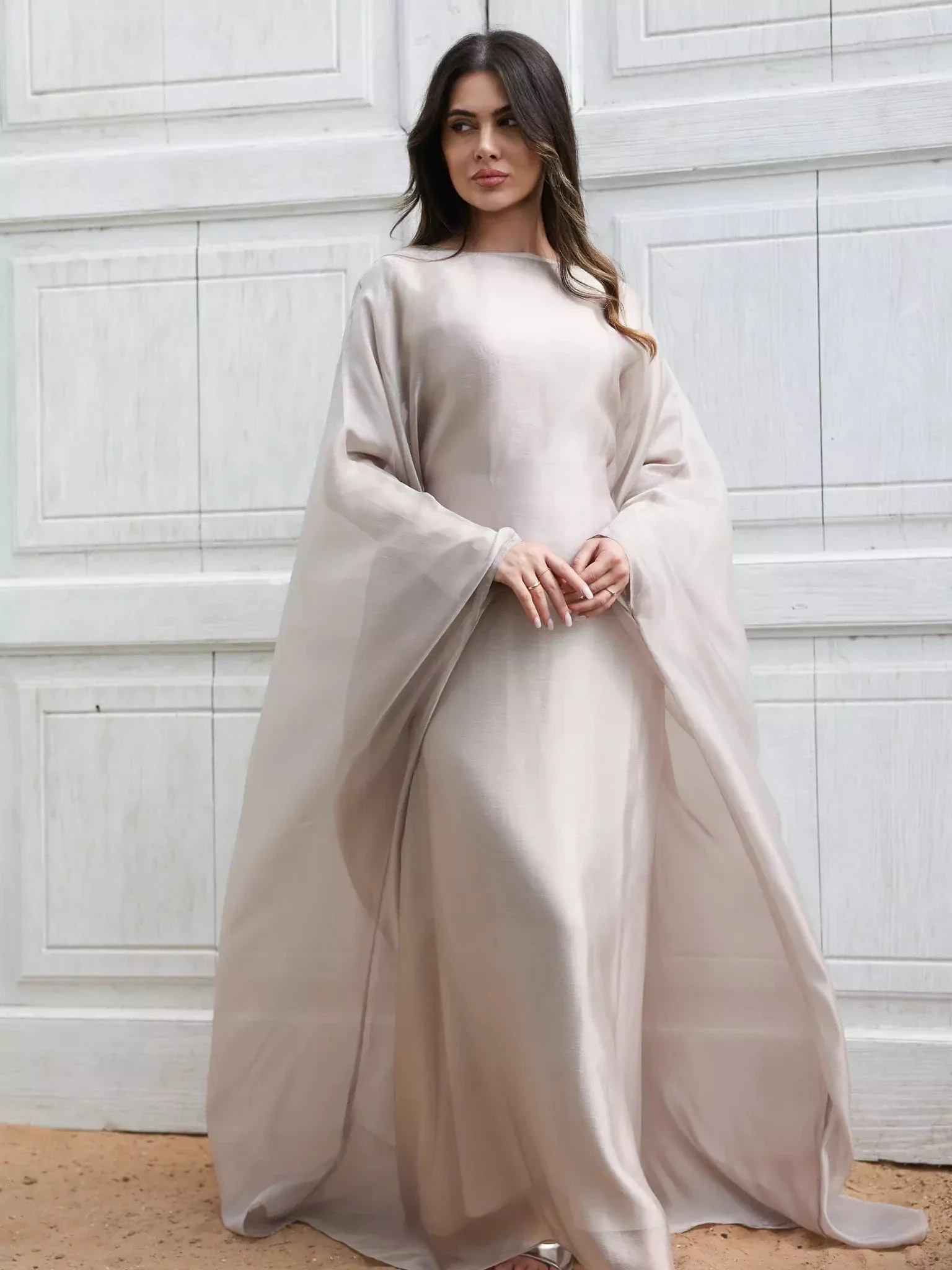 Mira Butterfly Beige Dress - Image 8