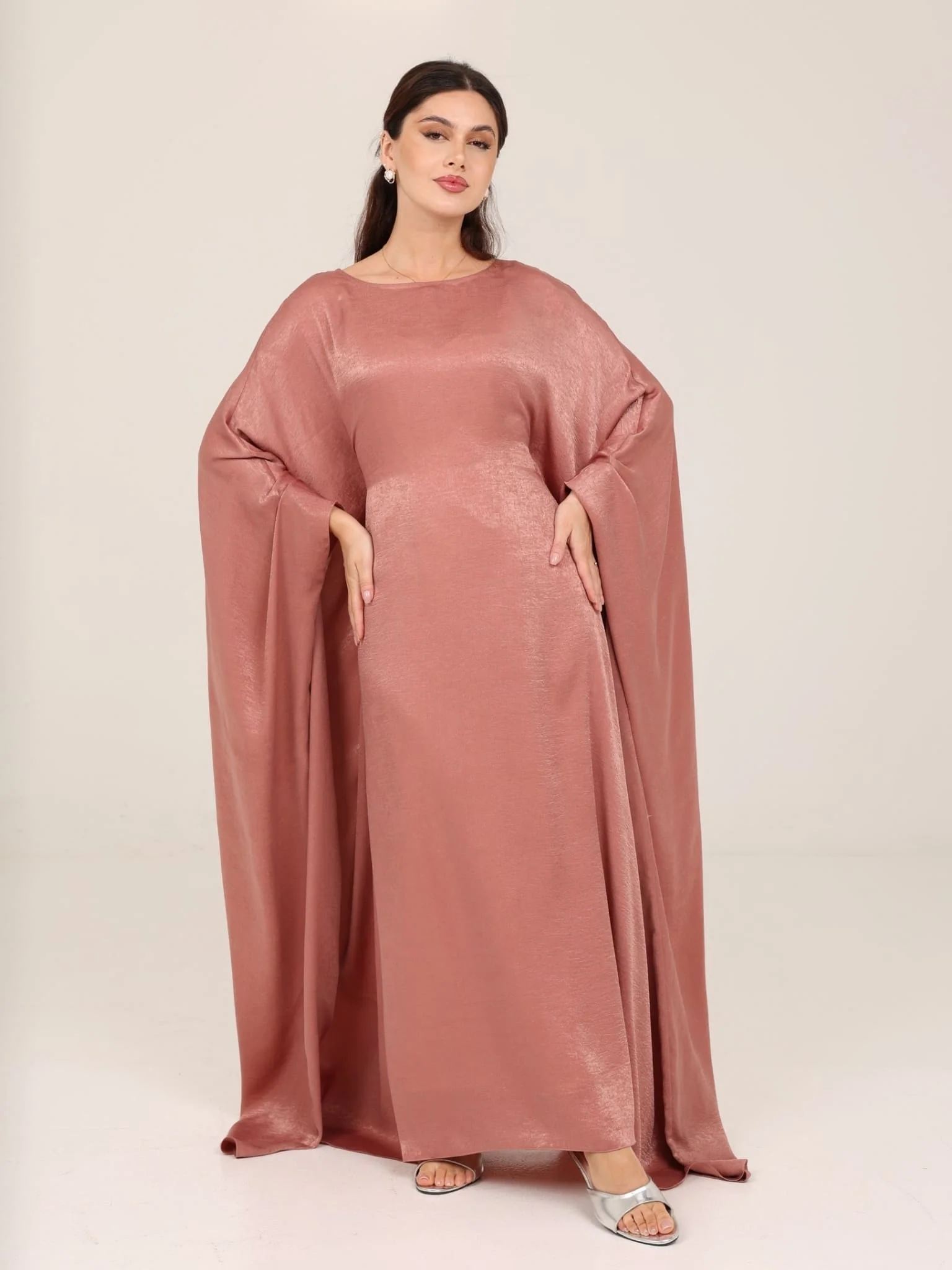 Mira Butterfly Rose Pink Soft Silk Dress - Image 3