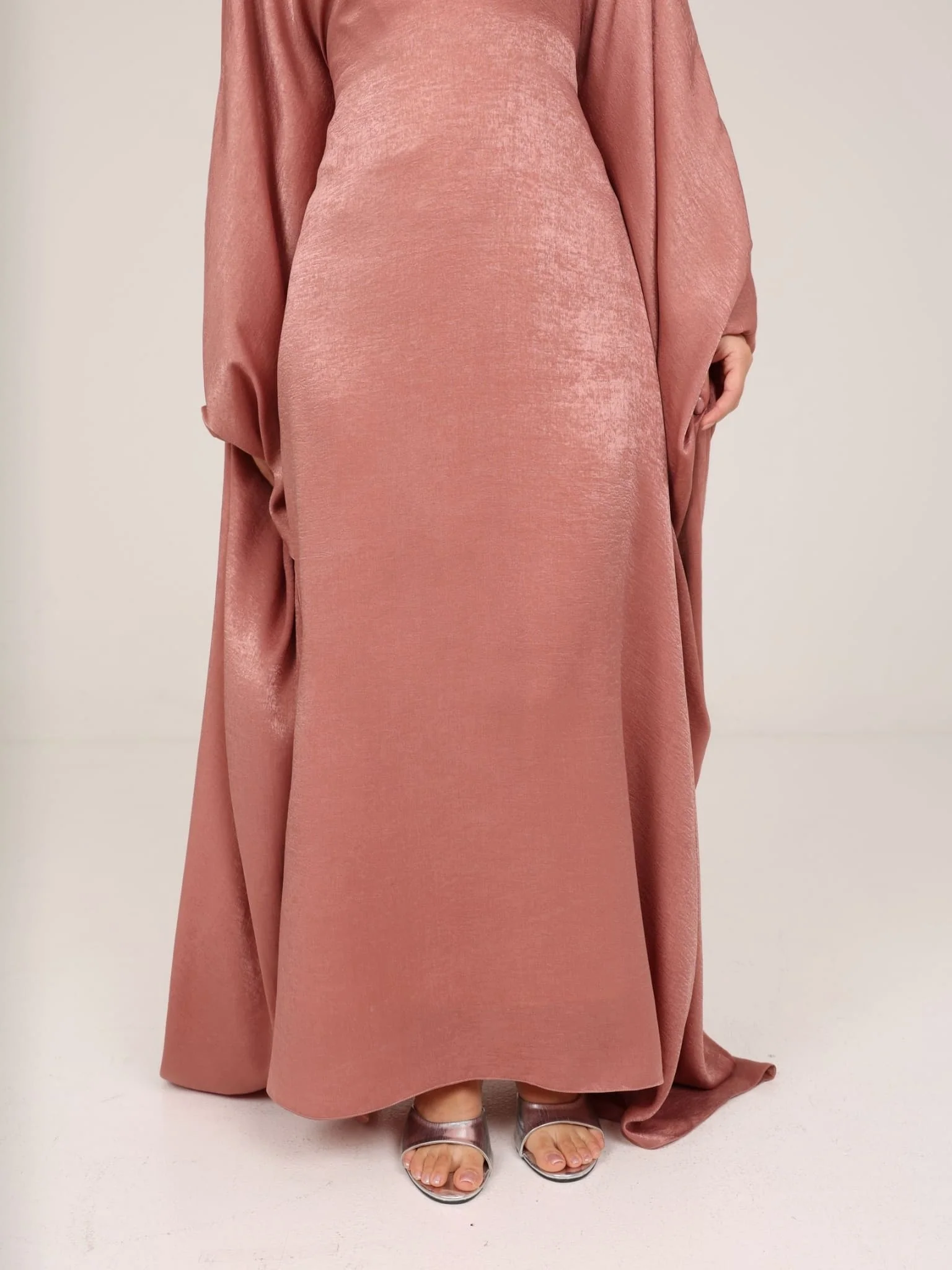 Mira Butterfly Rose Pink Soft Silk Dress - Image 7