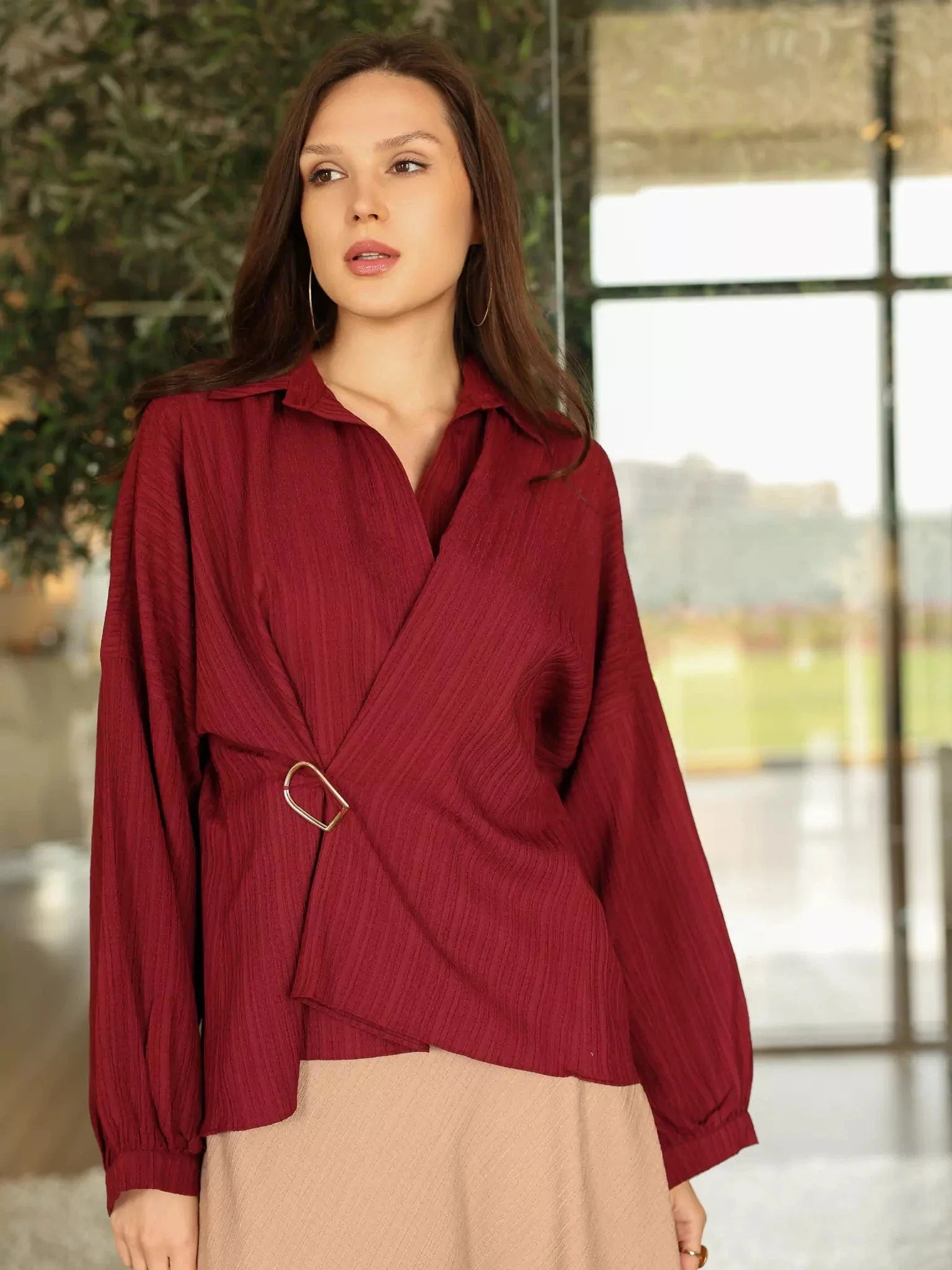Miraal Textured Maroon Shirt - Image 5