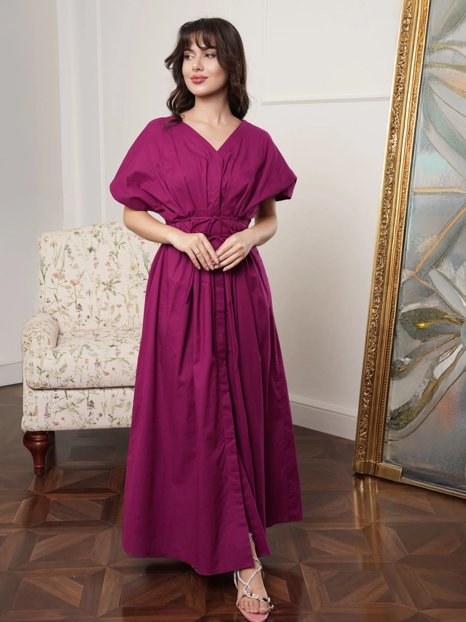 Molly Plum Poplin Long Dress - Image 3